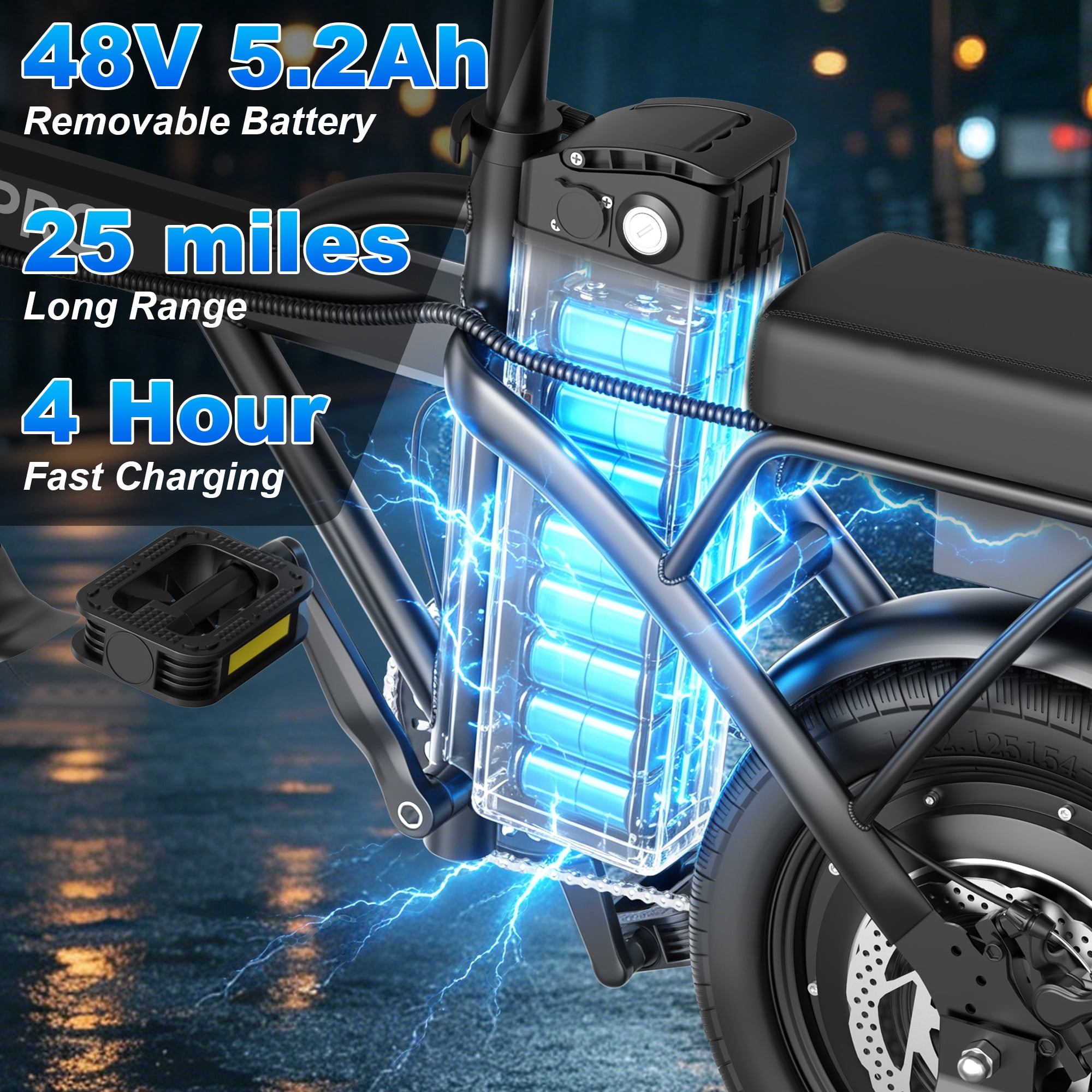 AOVOPRO AHT14 Electric Bike 500W 48V, Foldable Mini Ebike for City Commuting (Black, 14 in) i5p40