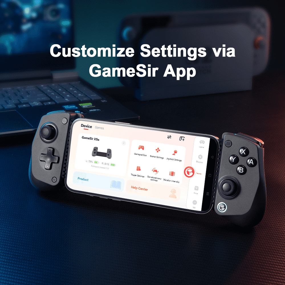GameSir X5s Bluetooth Mobile Gaming Controller with Hall Effect Joysticks (Black, 4.13 in to 8.39 in) dqew1
