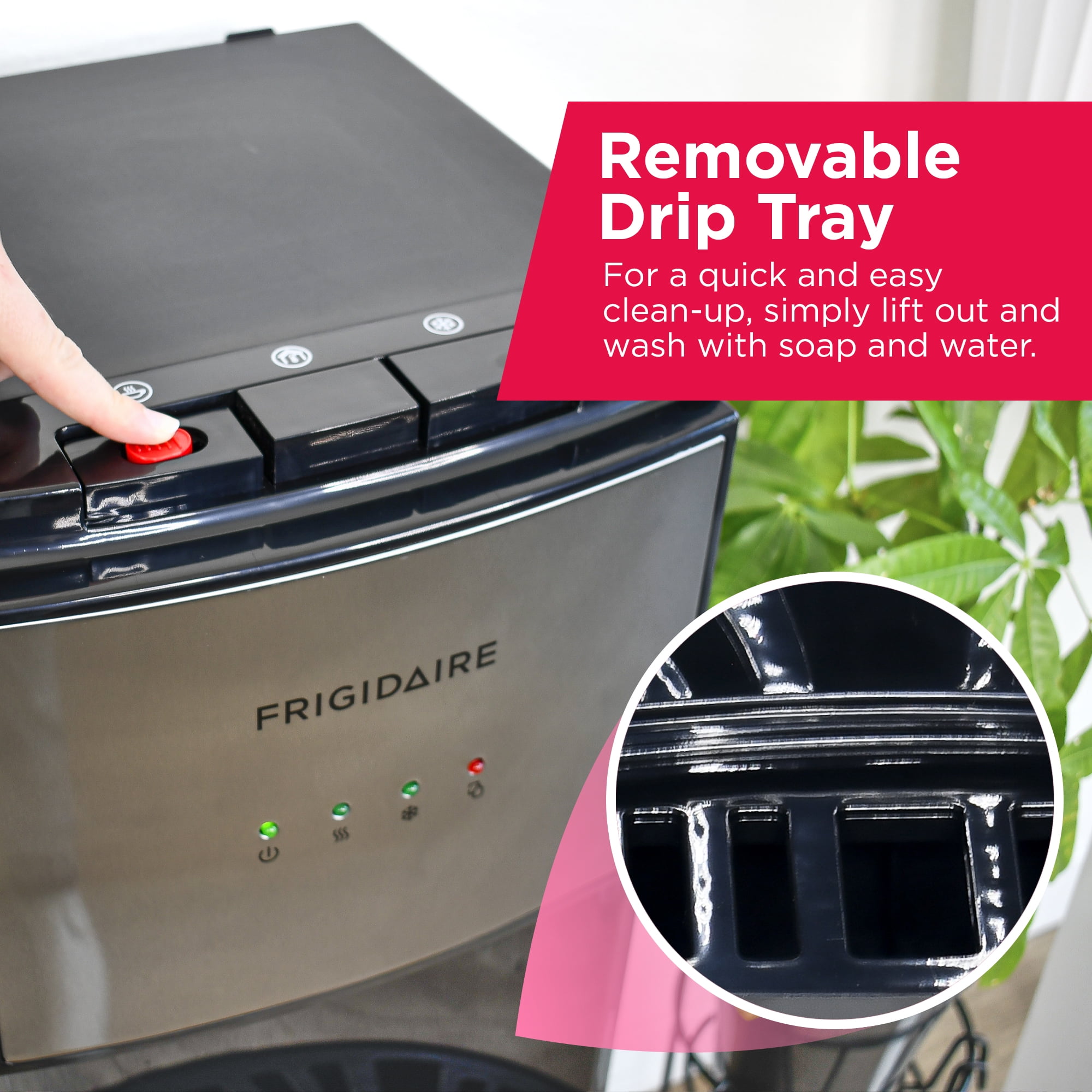 Frigidaire Bottom Loading Water Cooler Dispenser (Hot and Cold, Stainless Steel, 5 Gallon) e356g