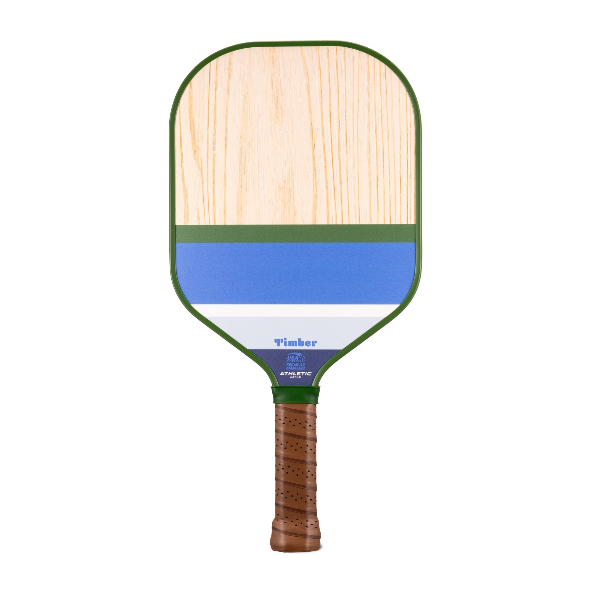 Athletic Works Timber Wooden Pickleball Paddle (Blue, 15.5 in) 2io4b