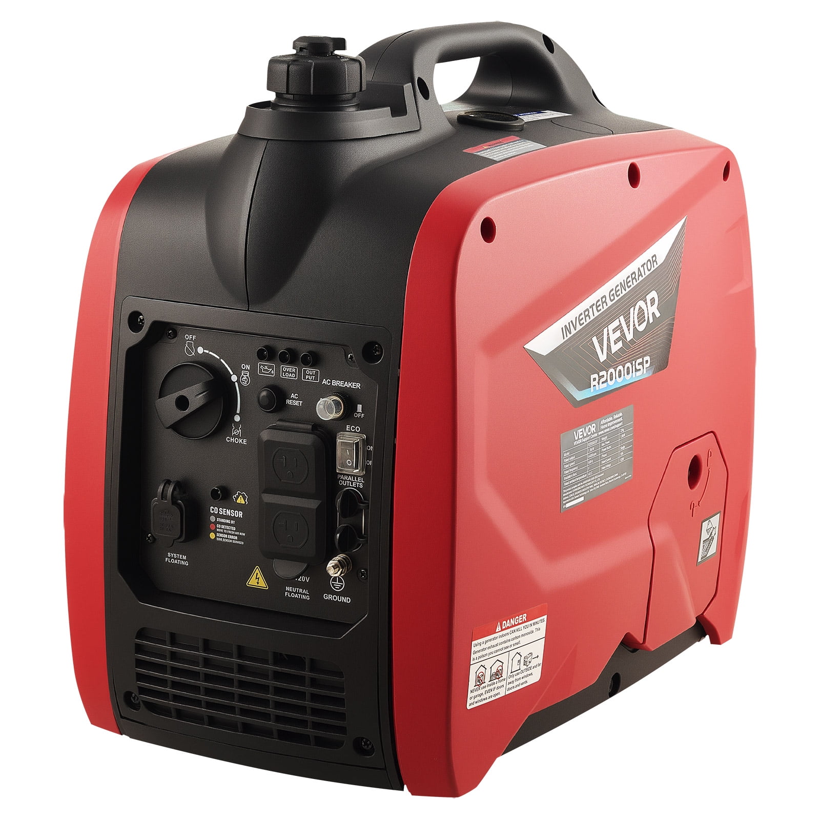 VEVOR Portable Inverter Generator, 2900W Peak Power Gas Powered Quiet Generator for Home and Camping (Orange/Black, 1.1 gal) 8ehr6