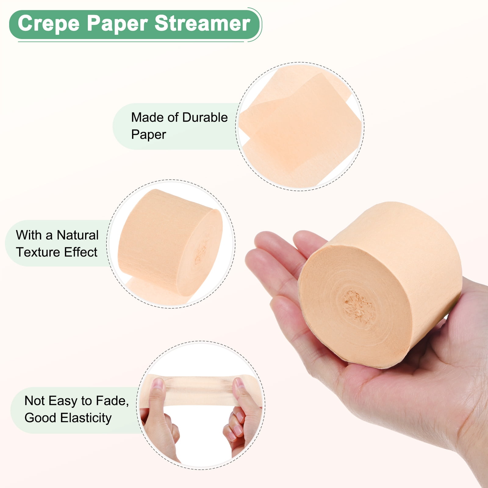 Uxcell Crepe Paper Streamers for Party Decorations and Holiday Crafts (Peach Pink, 8 Rolls, 1.8 in x 82 ft) f28nj
