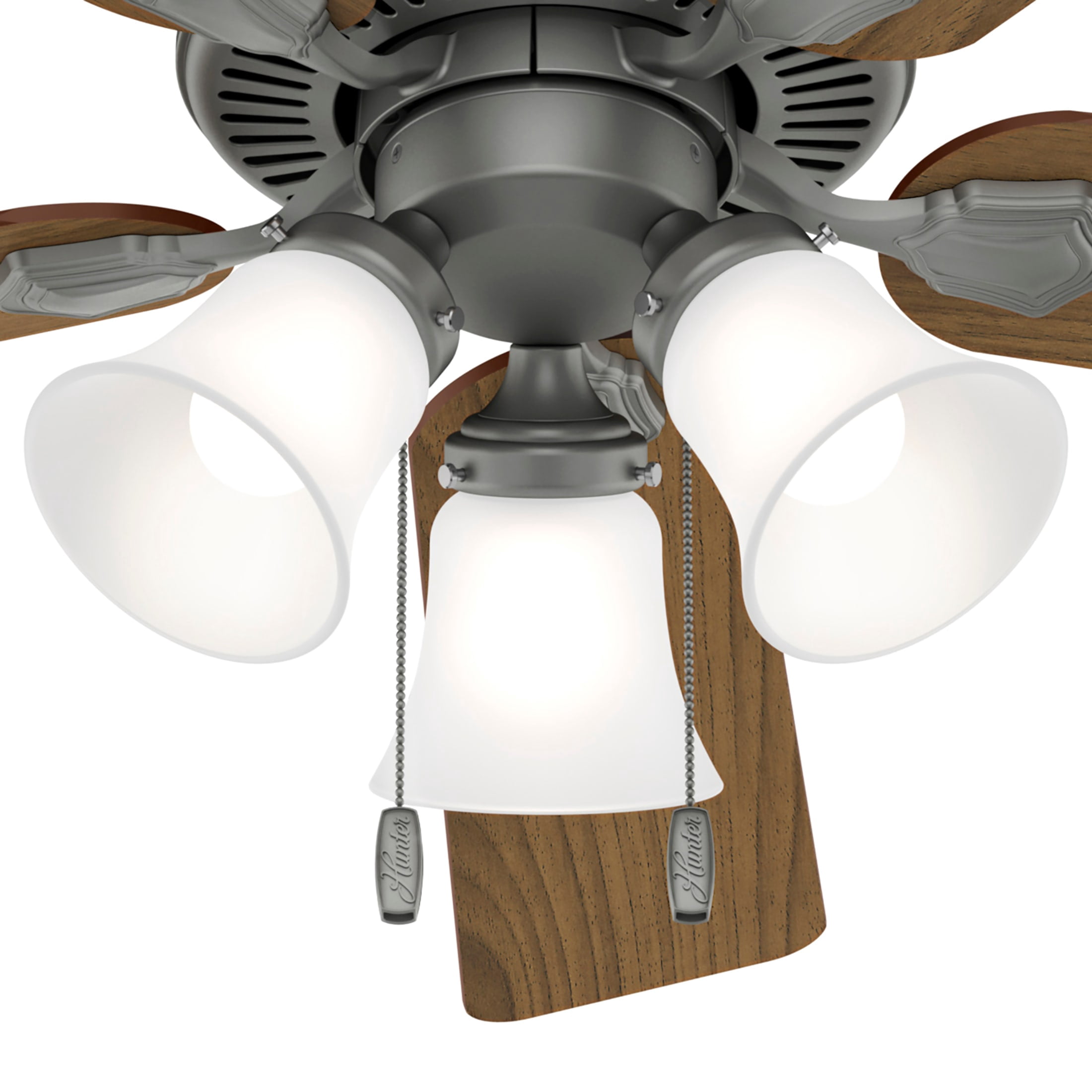 Hunter Swanson 52 in Indoor Ceiling Fan with LED Lights (Matte Silver, 52 in) t92b8