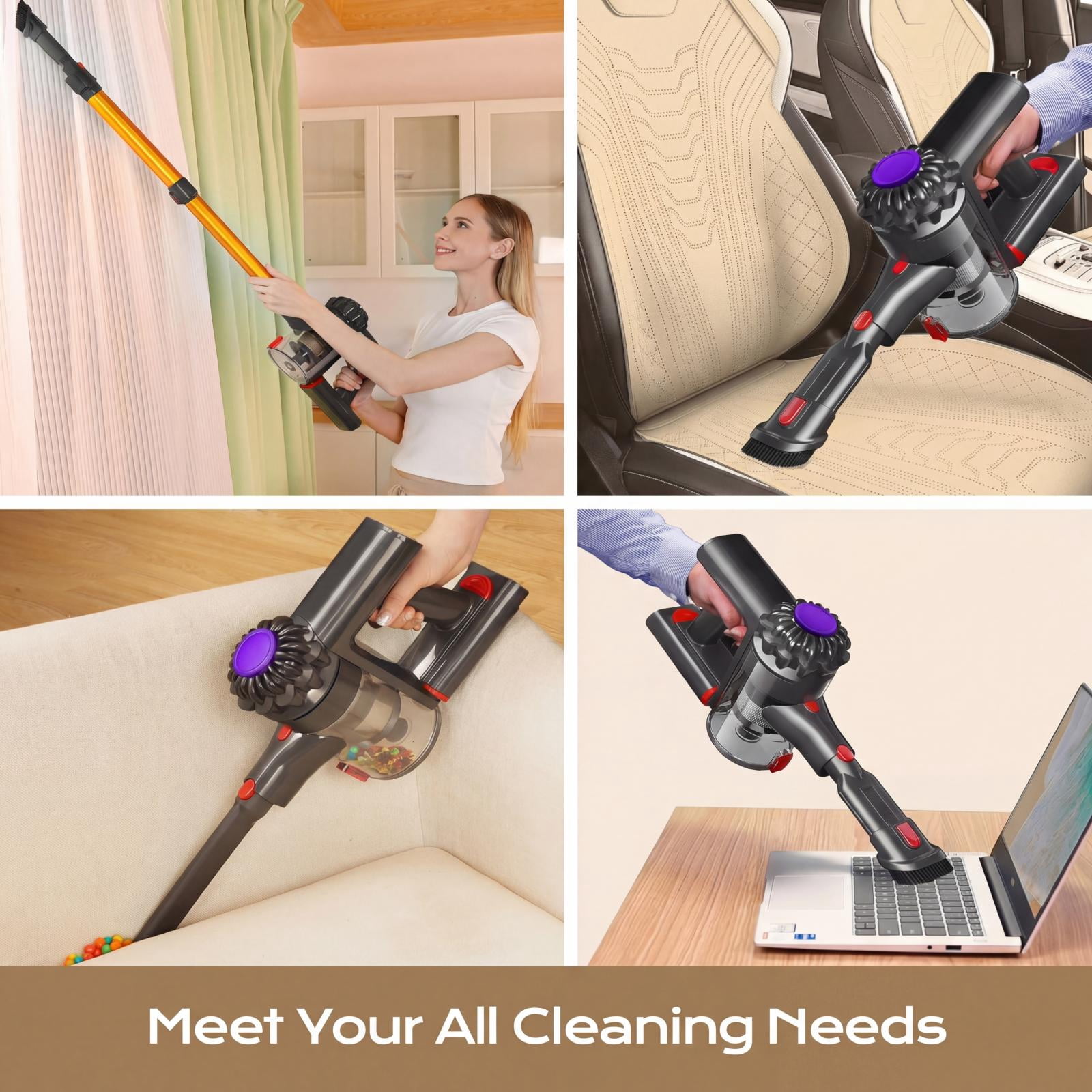 ARTSEA Cordless Stick Vacuum Cleaner, Powerful 40Kpa Suction for Pet Hair and Hardwood Floors (Gold, 3 lb) ez5zv