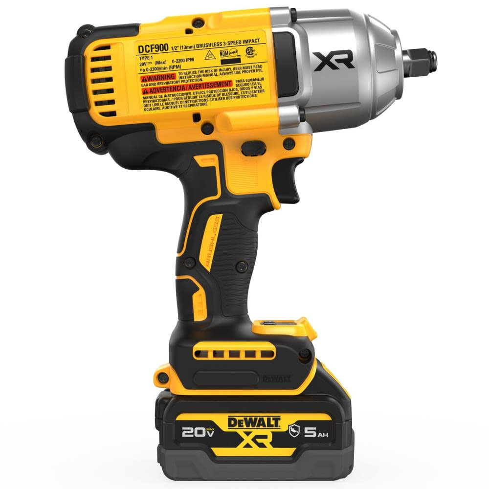 DEWALT 20V MAX XR High Torque Impact Wrench Kit with Hog Ring Anvil (2 Batteries, 5.0 Ah) 9e4kf