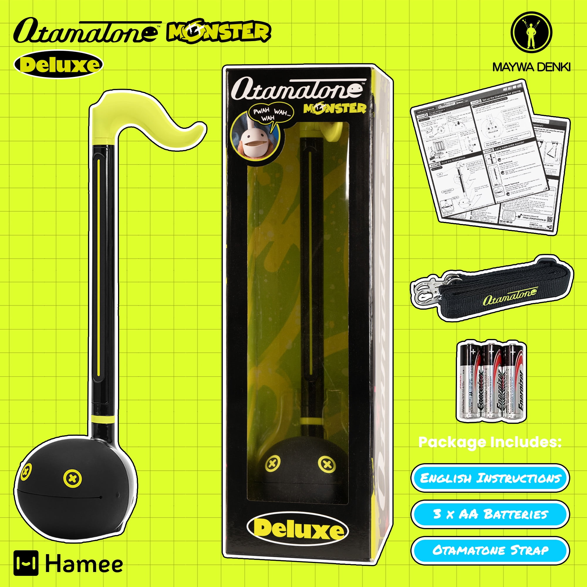 Otamatone Deluxe Electronic Musical Instrument Portable Synthesizer (Lime Green/Black, 17 in) ksvmx