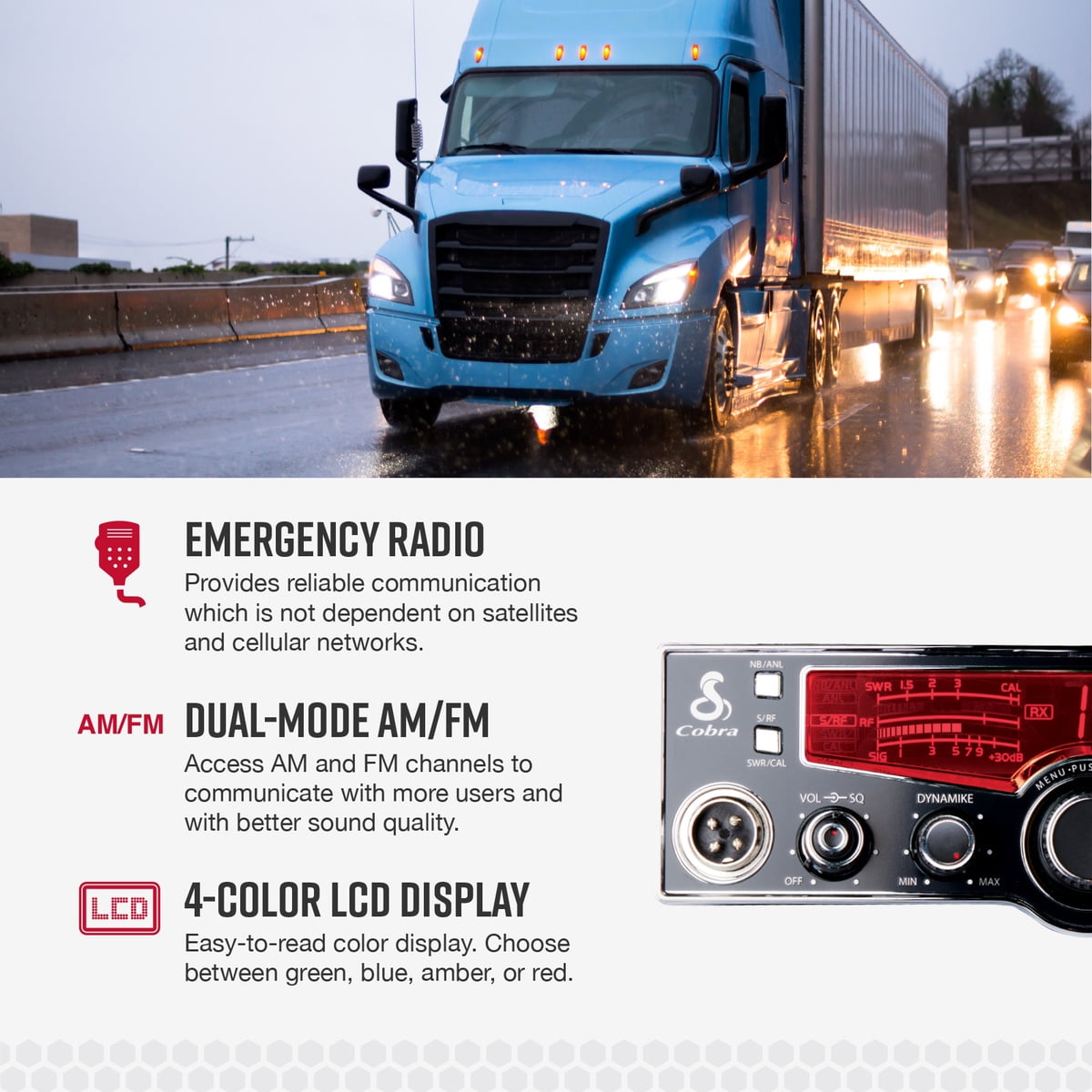 Cobra 29LX Professional CB Radio with NOAA Weather Alerts and 4-Color LCD Display (Black) dgy05
