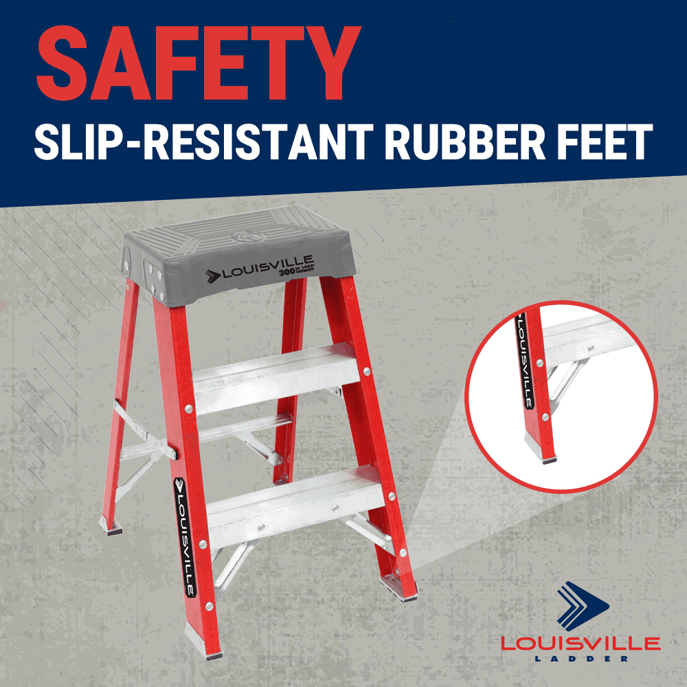 Louisville Ladder Fiberglass Step Stool Industrial Duty (Orange, 2 ft) jey5b