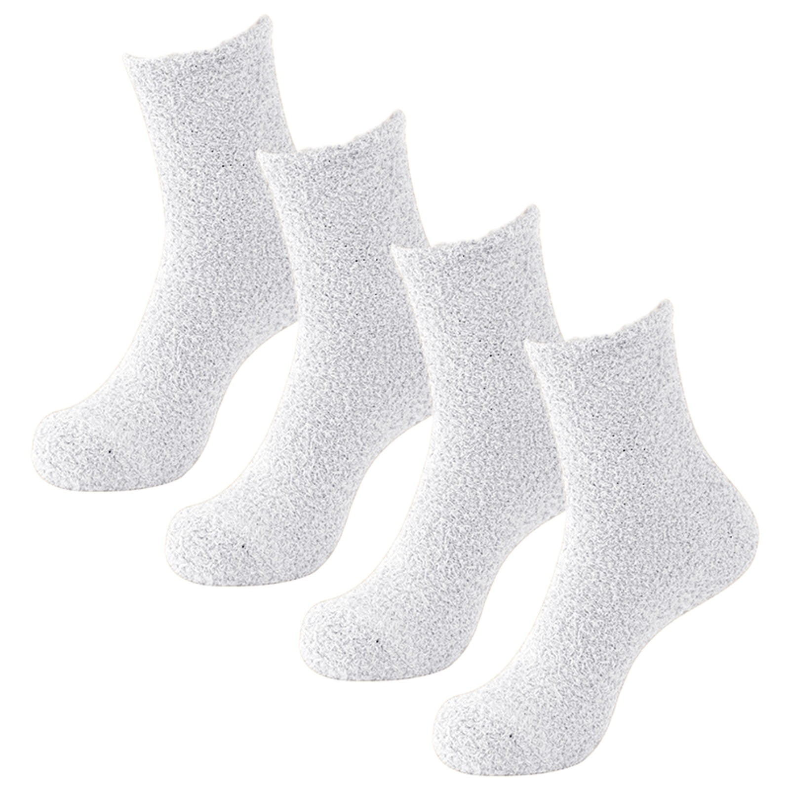 wxqfashion Fuzzy Slipper Socks for Men and Women, Warm Soft Thick Non-Slip Cabin Socks (White, 2 Pairs) gl4o8