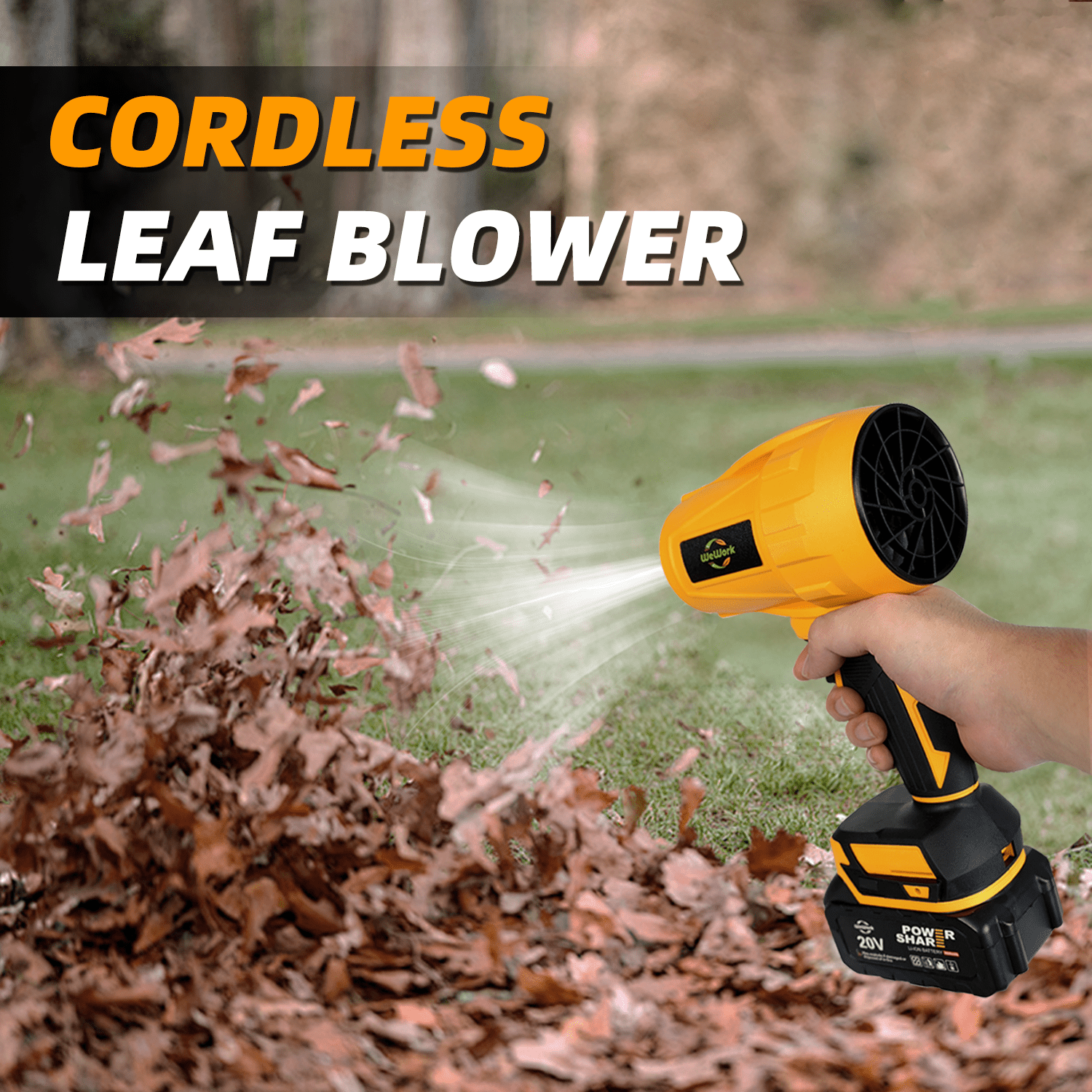 Wework Handheld Cordless Leaf Blower, Electric Yard Power Tool with 3.0Ah Battery (3 lbs) 30nx3