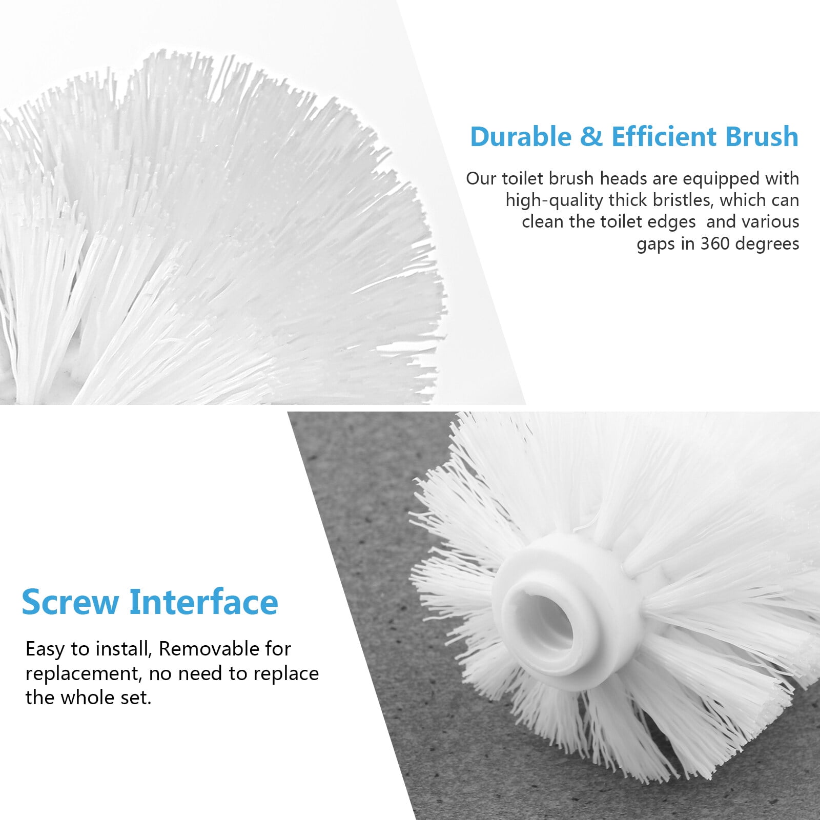 Sparsain Plastic Toilet Brush Replacement Head with Durable Stiff Bristles (White, 1 Pack) 8xtya