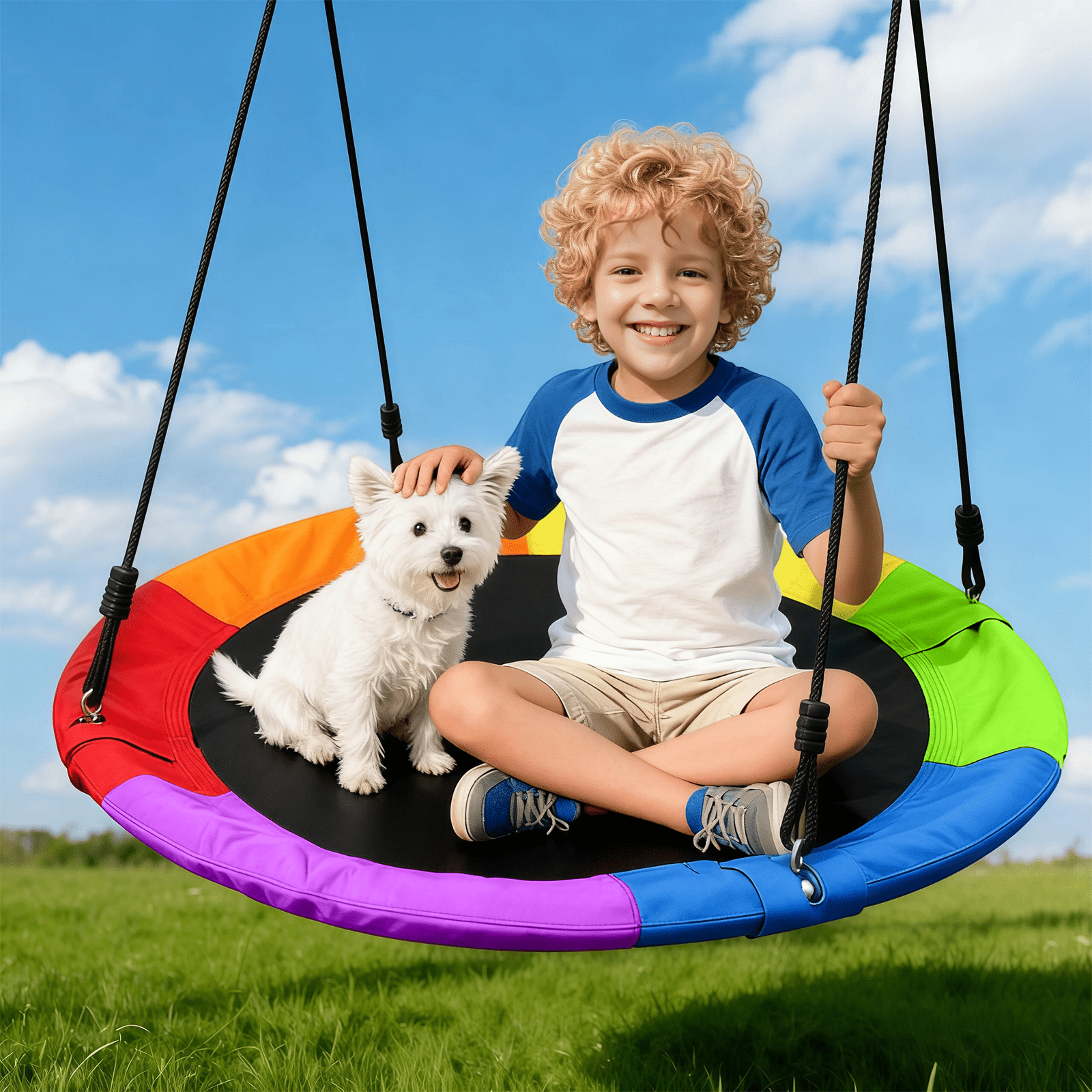 G TALECO GEAR Saucer Swing Set with Stand, Heavy-Duty Indoor Outdoor Kids Play Equipment (35 in, 330 lb) 5bg60
