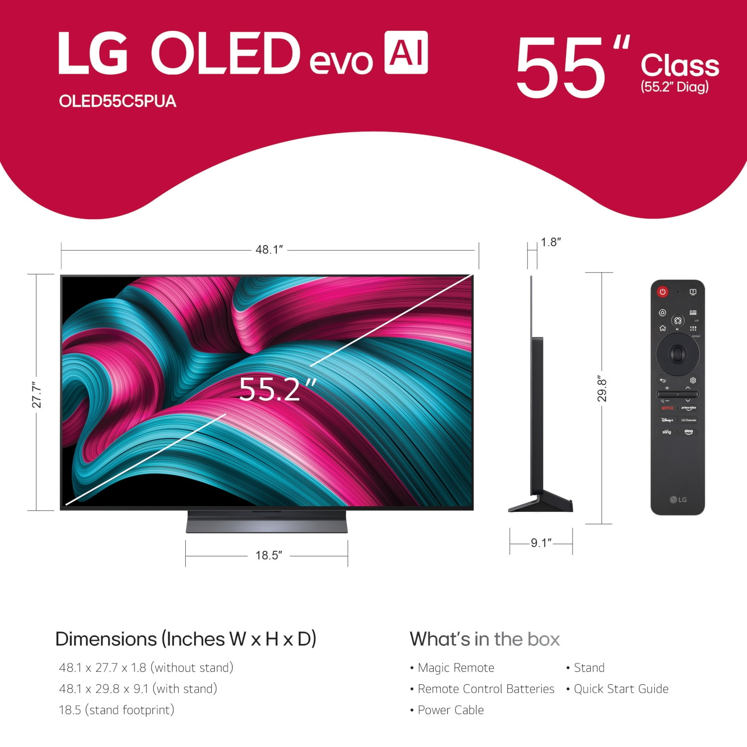 LG C5 Series 55-inch 4K UHD OLED evo AI Smart TV (55 in) 4t0jl