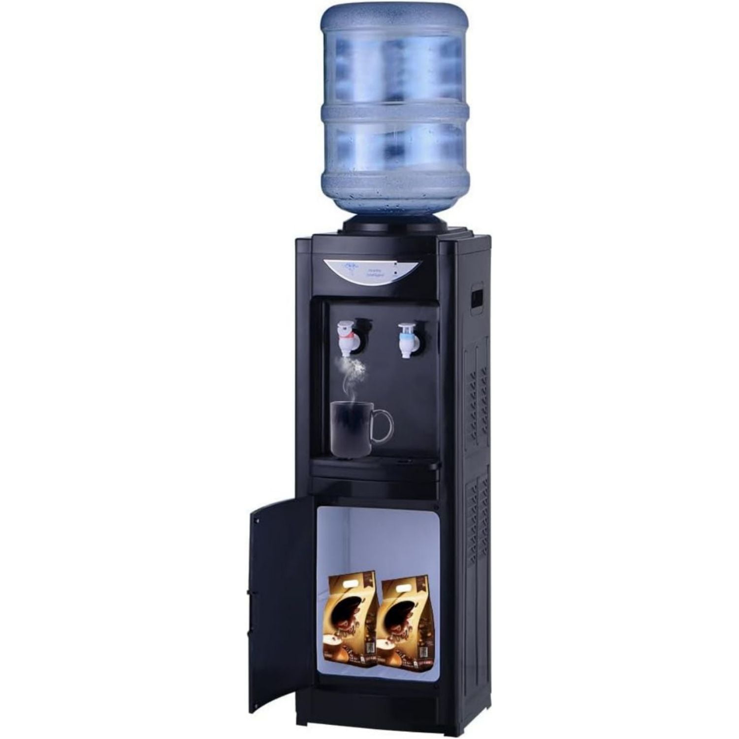 LUVCMFT Top Loading Water Dispenser with Storage Cabinet and Child Safety Lock (Black, 5 Gallon Capacity) dl1n7