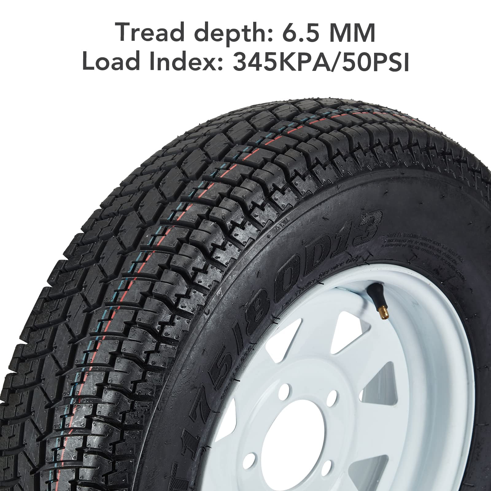 Maritcute ST175/80D13 Trailer Tires and Rims Set (White, 13 in, 2 Pack) ot4xd