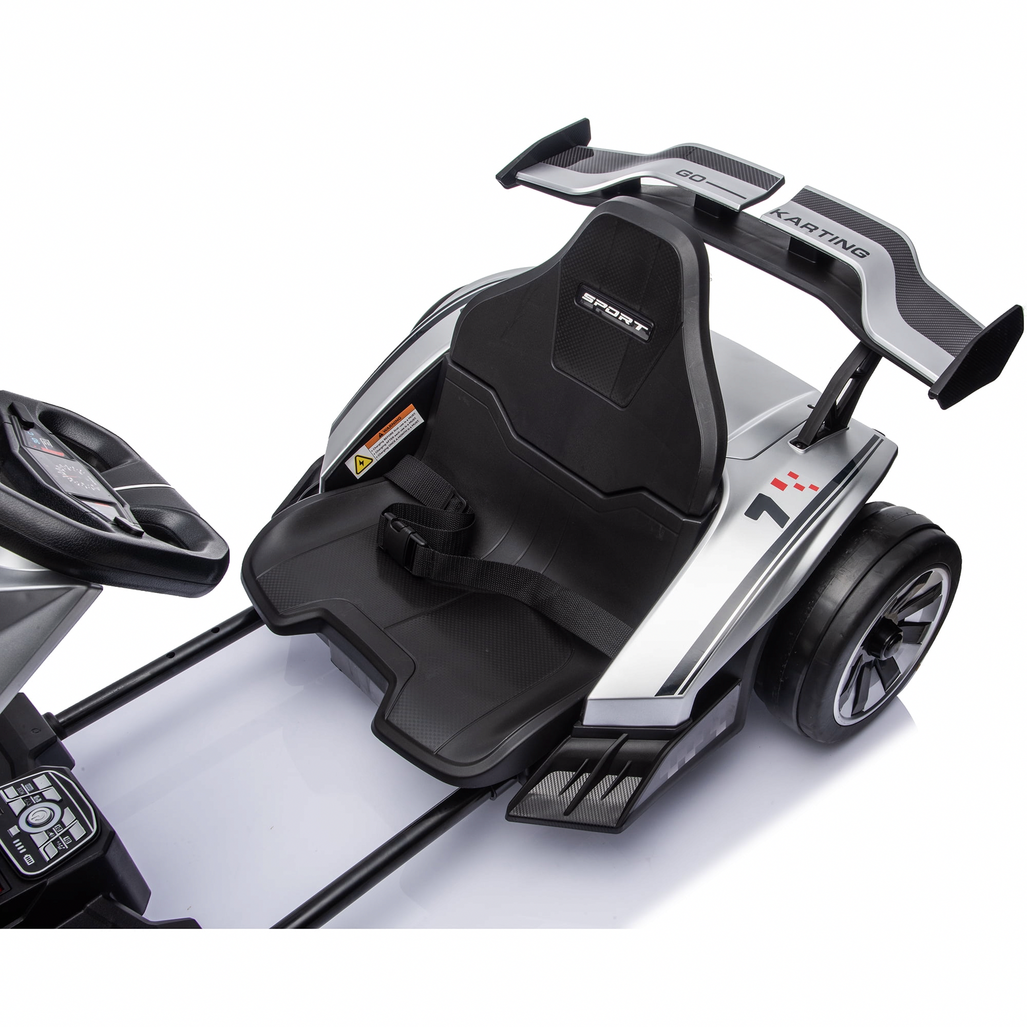 Zukpow 24V 800W Electric Go Kart Drift Car with Adjustable Frame, EVA Wheels, Bluetooth Audio (Silver, 48.5 in) lmfcb