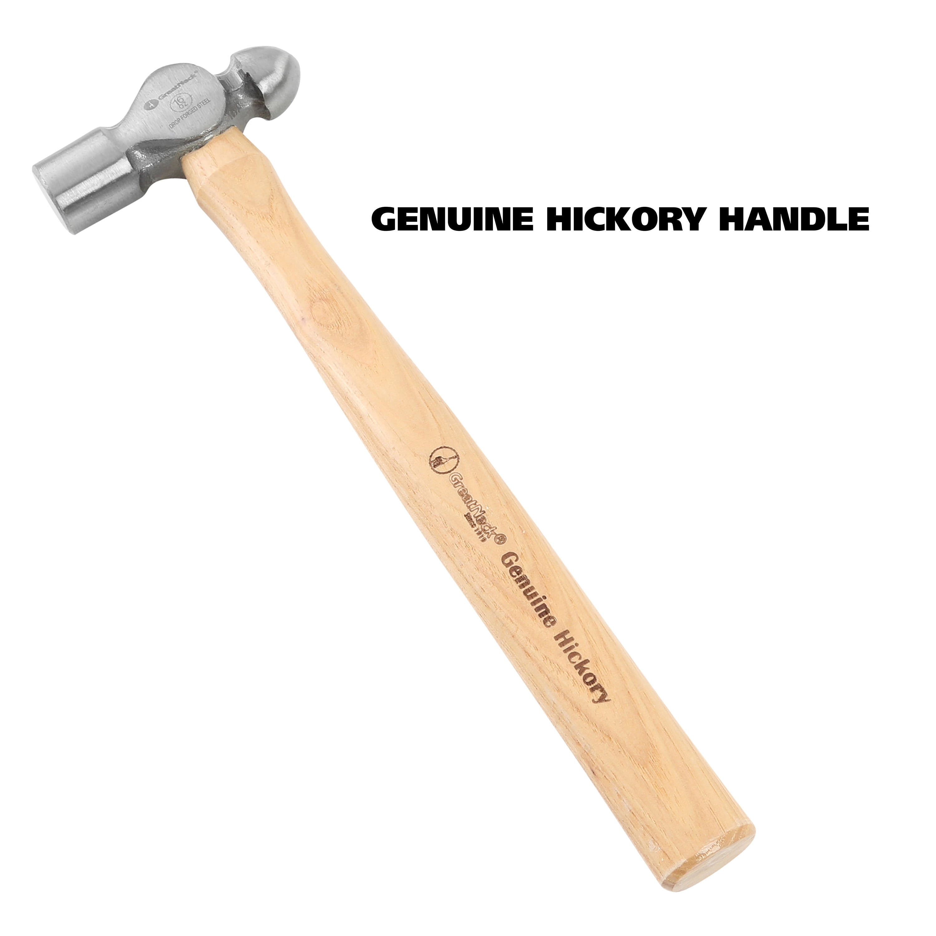 GreatNeck Ball Peen Hammer, Drop Forged Steel Head with Hickory Handle (Brown, 16 oz) edgup
