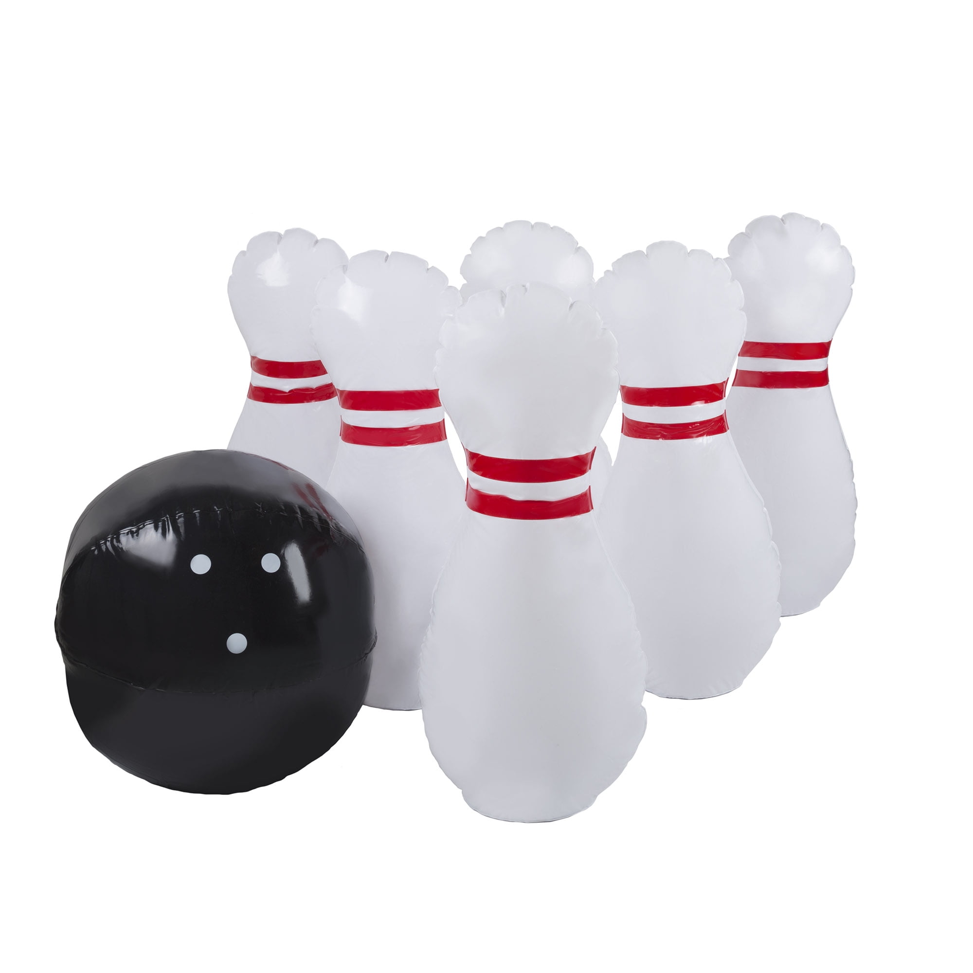Hey! Play! Inflatable Bowling Set for Kids and Adults (White/Red/Black, 22 in) tva6j