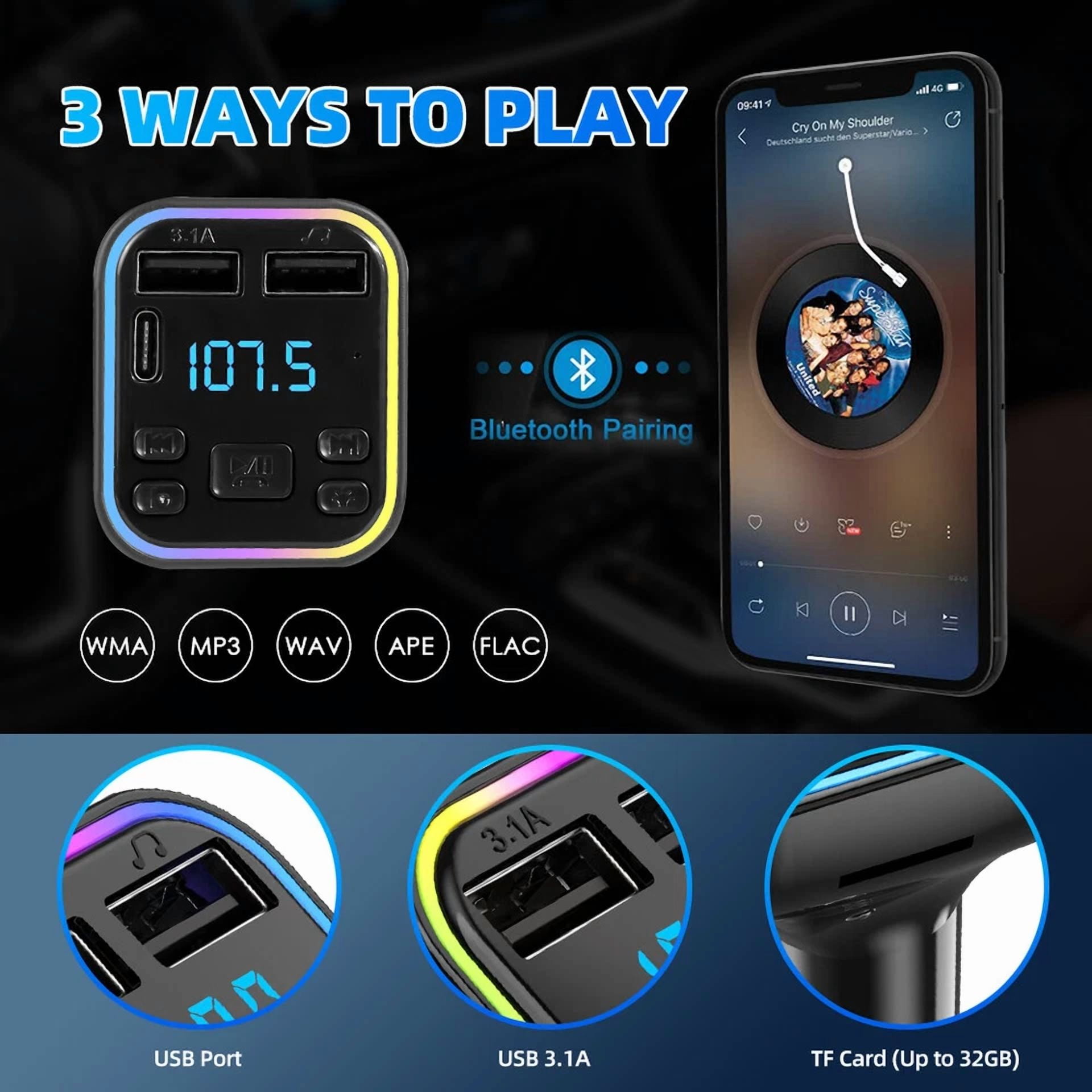 Rhea FM Transmitter Car MP3 Player with Dual USB Charger and Bluetooth Wireless Hands-Free Kit (2 Pack) v2q8m