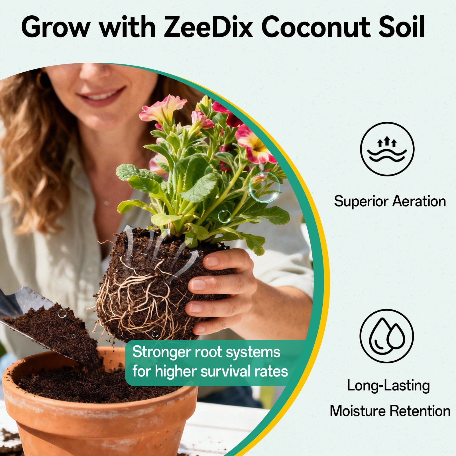 ZeeDix Compressed Coco Coir Fiber Potting Soil Pellets for Indoor and Outdoor Gardening (1.18 in, 100 Pack) ndbh1