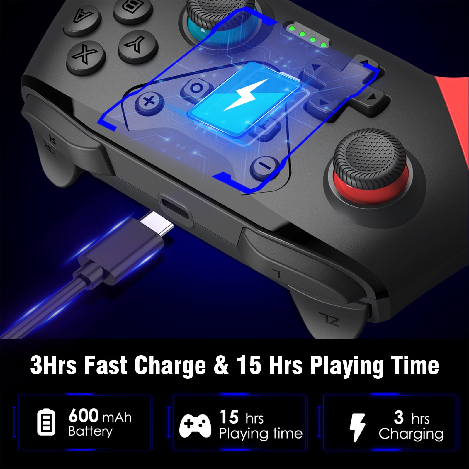 ZRZLMVP Wireless Pro Controller for Switch/OLED/Lite, Programmable Back Paddles, Turbo & 6-Axis Gyro (Black) sem9l