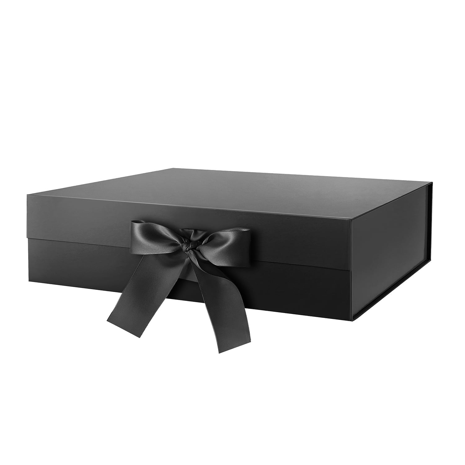 PKGSMART Large Magnetic Gift Box with Ribbon for Presents (Black, 13x9.7x3.4 in) u6o5e