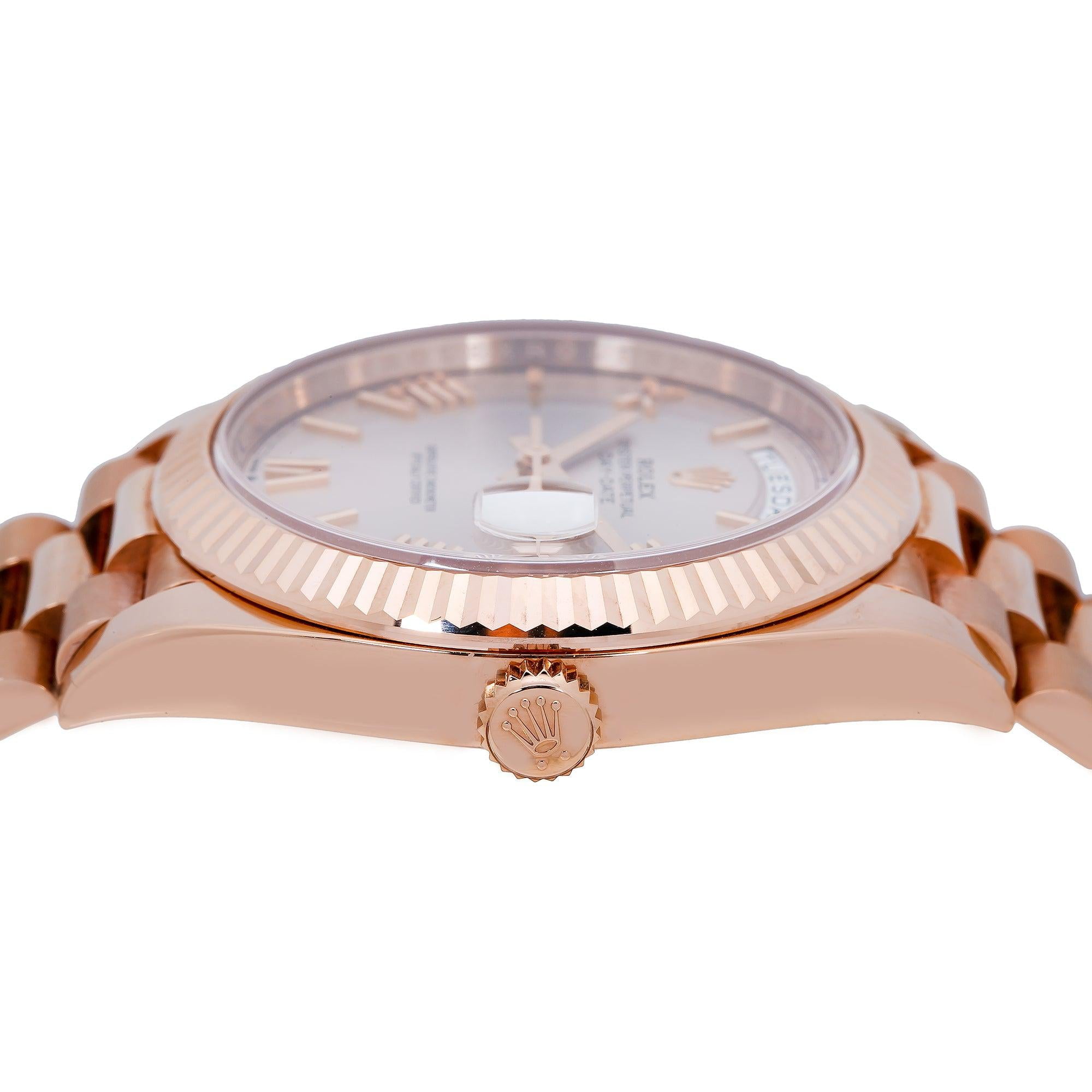 Rolex Day-Date 40mm 18K Rose Gold Watch Sundust Roman Dial Fluted Bezel (40 mm) 28qo3