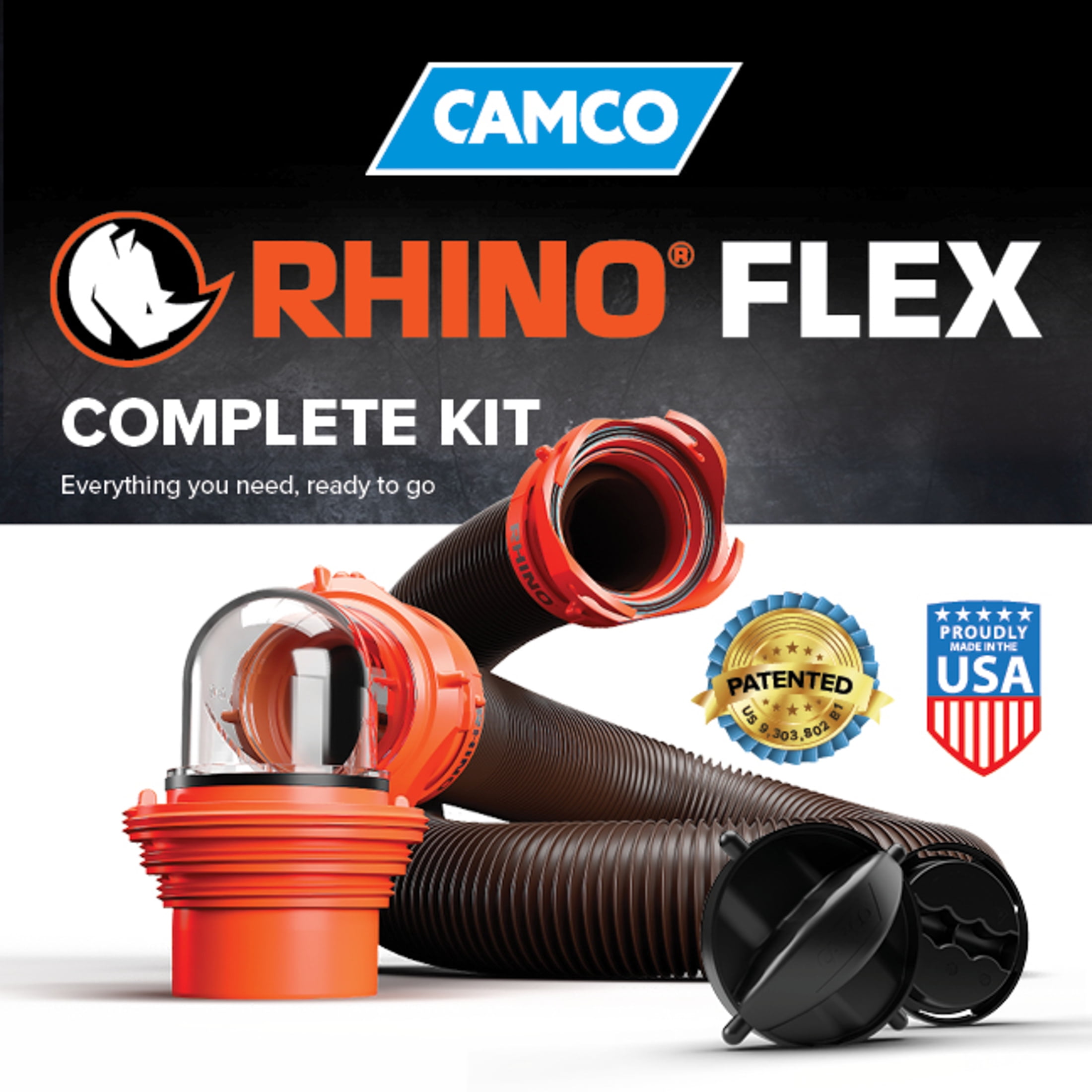 Camco RhinoFLEX RV Sewer Hose Kit (Multicolor, 15 ft) awfhk