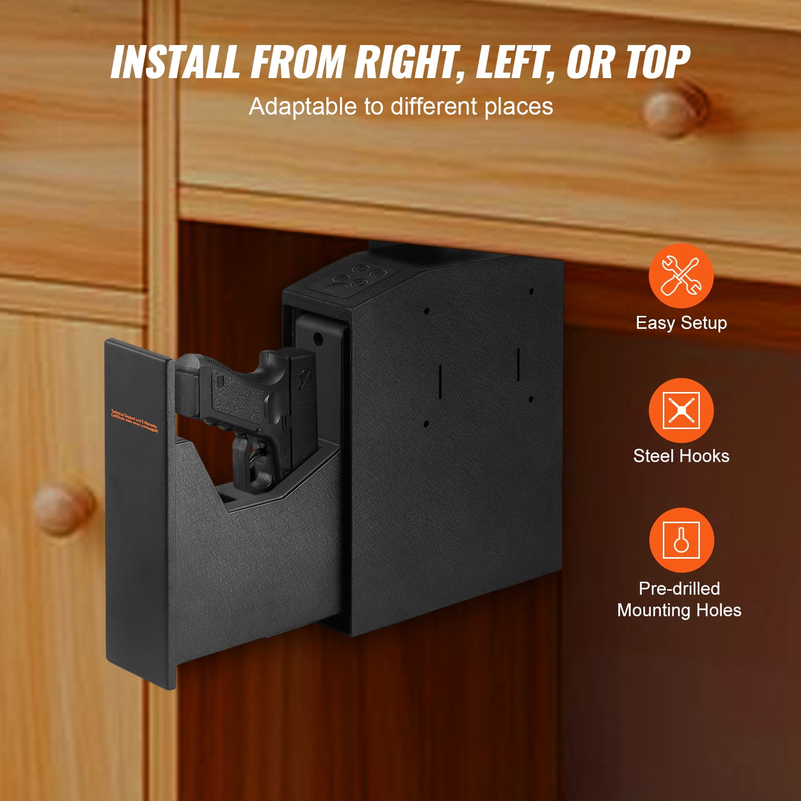 BENTISM Handgun Safe with Biometric Fingerprint and Keypad Access (Black, 1 Pistol Capacity) scwu6