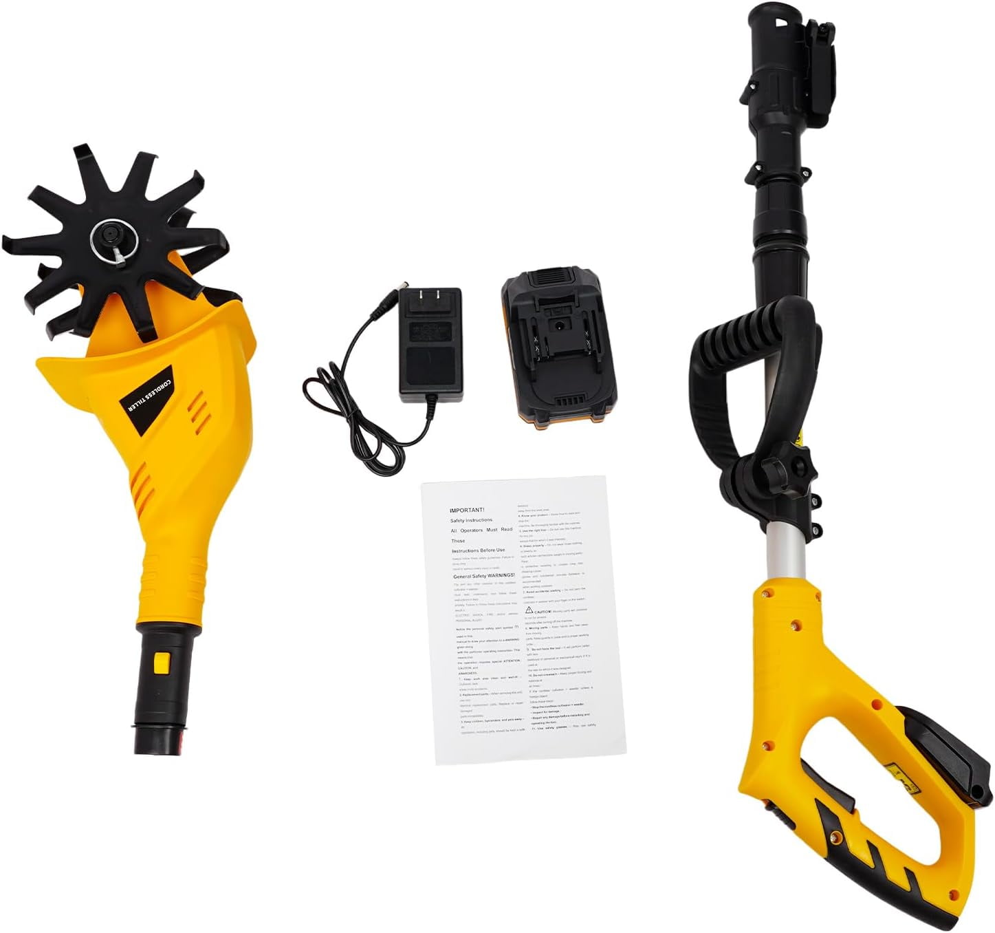Generic 20V Cordless Electric Garden Tiller Cultivator (Adjustable Shaft, 8.38 lb) qbyu1