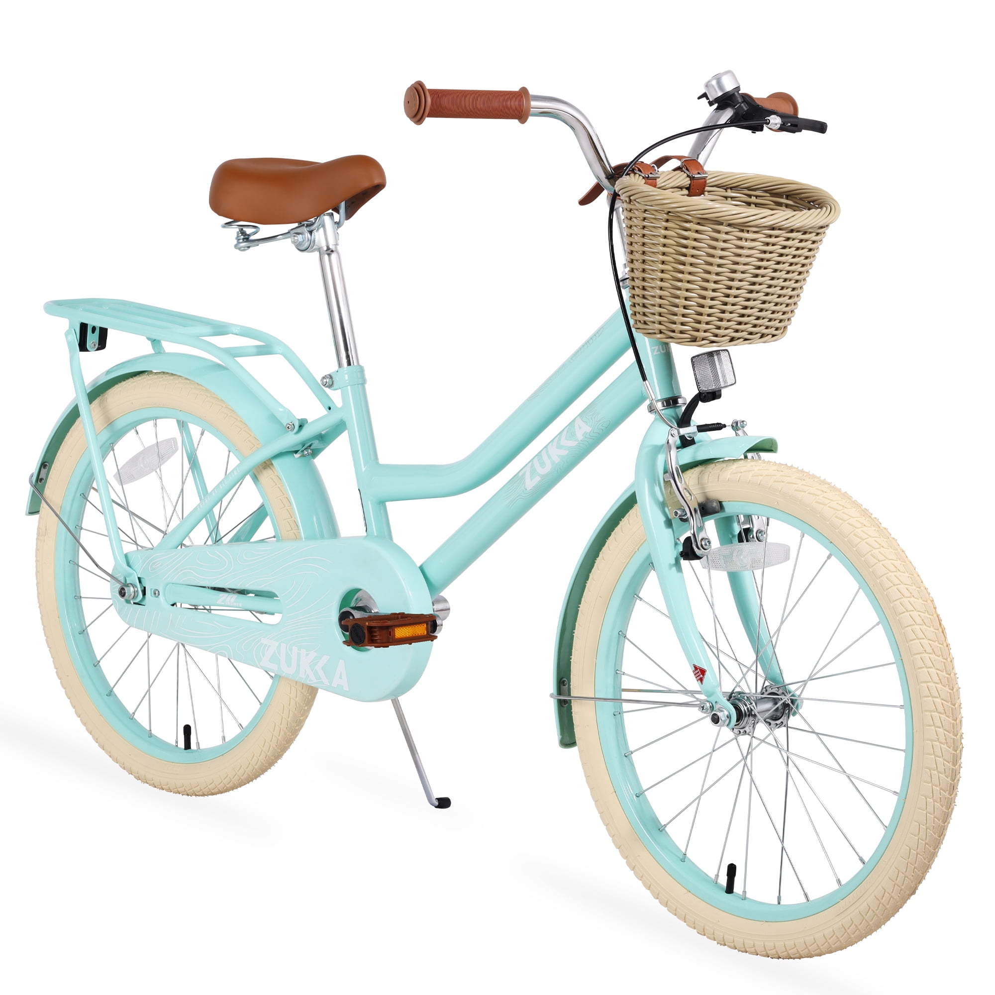 SHINPT 20-inch Girls Bicycle with Basket and Rear Rack, Lightweight Carbon Steel Frame (Mint Green, 20 in) tts25