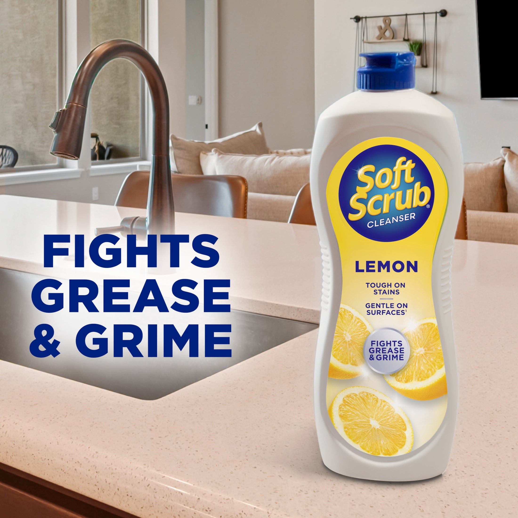 Soft Scrub Multi-Surface Cleanser, Lemon Scent, Grease & Grime Remover (24 oz) olhly - Image 2