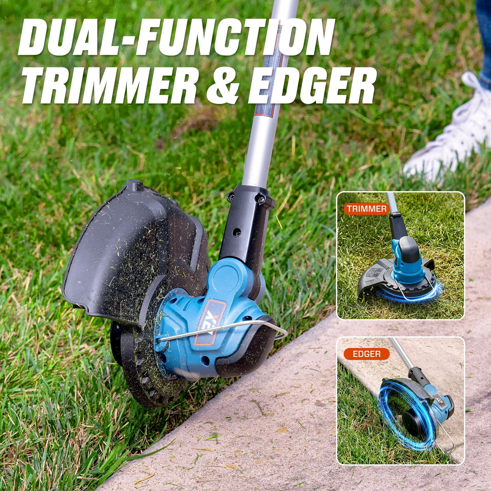 Senix Cordless Electric String Trimmer and Edger, 20V Lawn Grass Trimmer with 2.5Ah Battery and Charger (10 in) oywwj