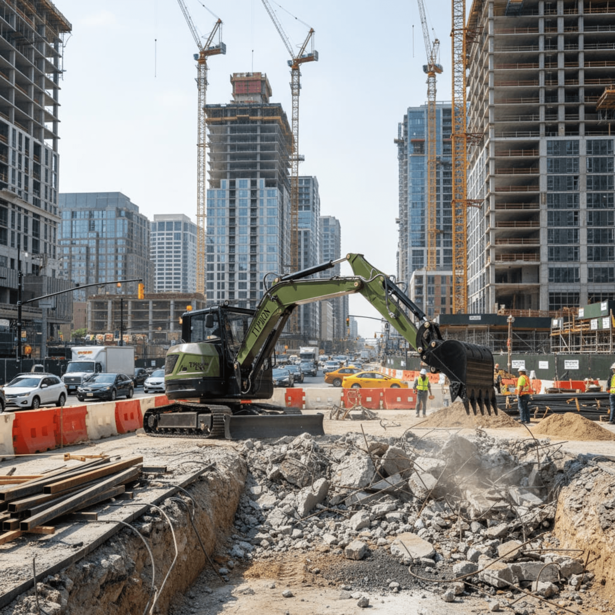 TYPHON TERROR LXV 6.6-Ton Excavator with Kubota V2607 Diesel Engine (56.9 HP, Enclosed Cab) gx0hq