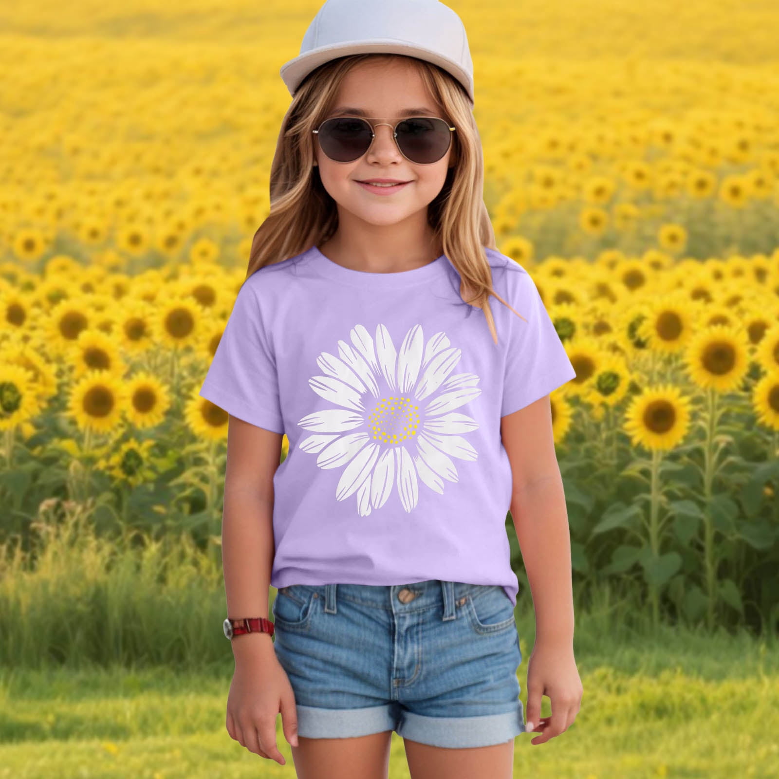 Ketyyh-chn99 Toddler Girl Graphic Tee Floral Summer Short Sleeve Shirt (Purple, 3-4 Years) ehmdb