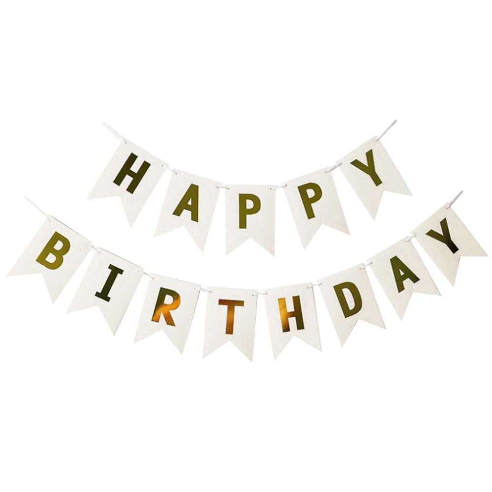 Utoimkio Happy Birthday Banner Party Backdrop Sign (White, 1 Pack) bt1k4