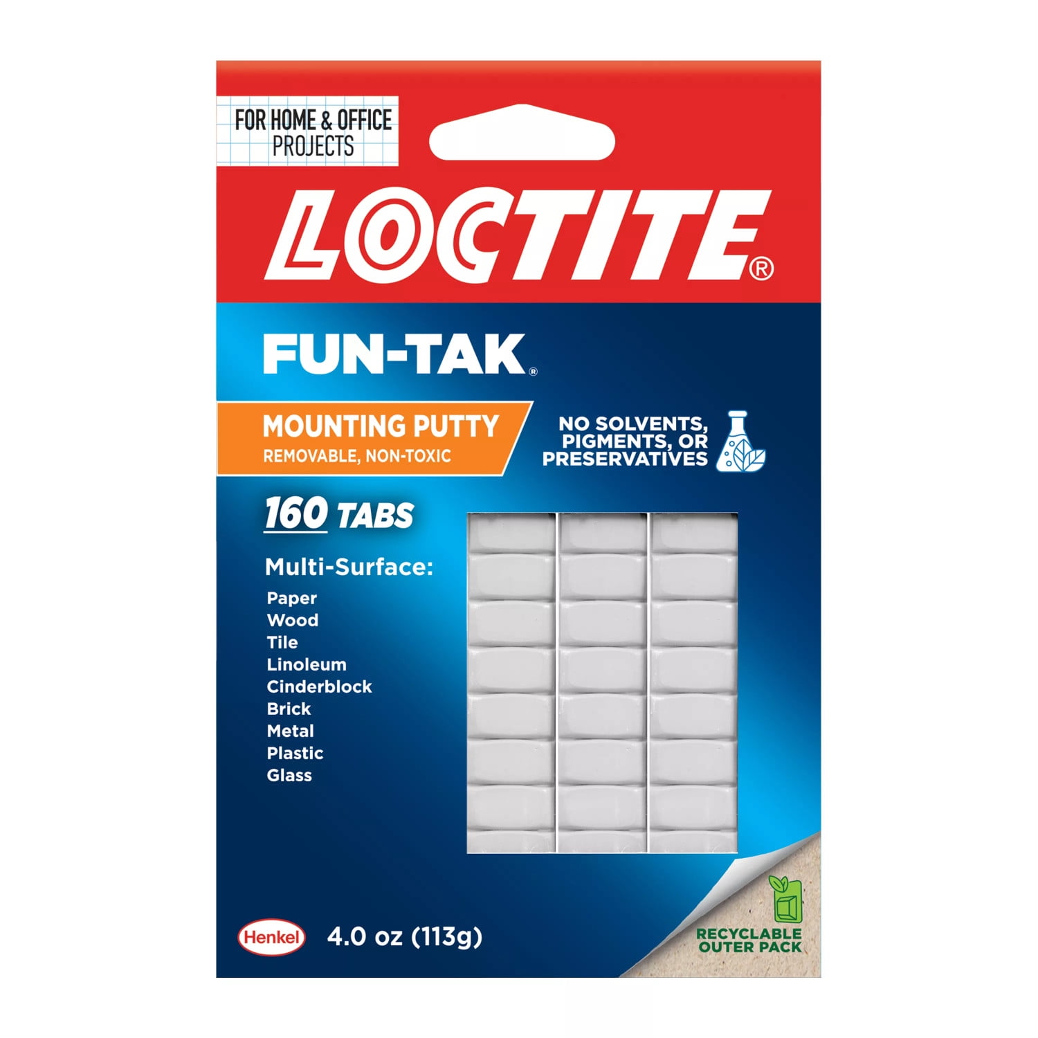 Loctite Fun-Tak Mounting Putty, Reusable Adhesive for Wall Decor (White, 4 oz) 4qvn3