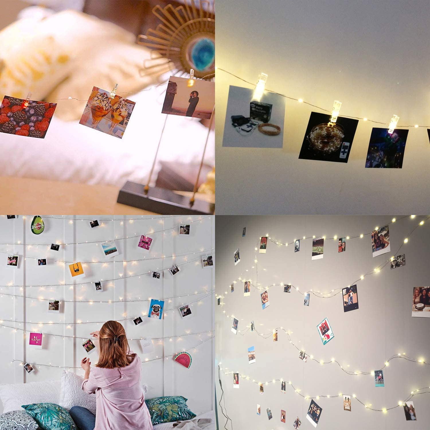 Rirool LED Photo Clip String Lights, Decorative Warm White Hanging Display for Photos and Artwork (33 ft, 50 Count) 9ugwq