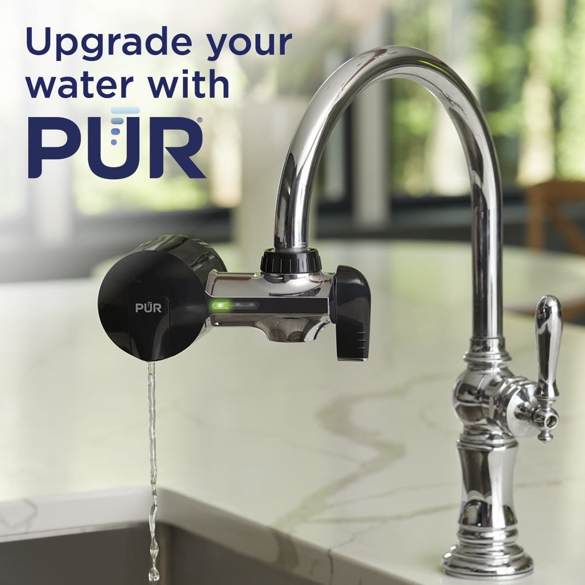 PUR PLUS Faucet Mount Water Filtration System (Black/Chrome, 1 Count) lcuca