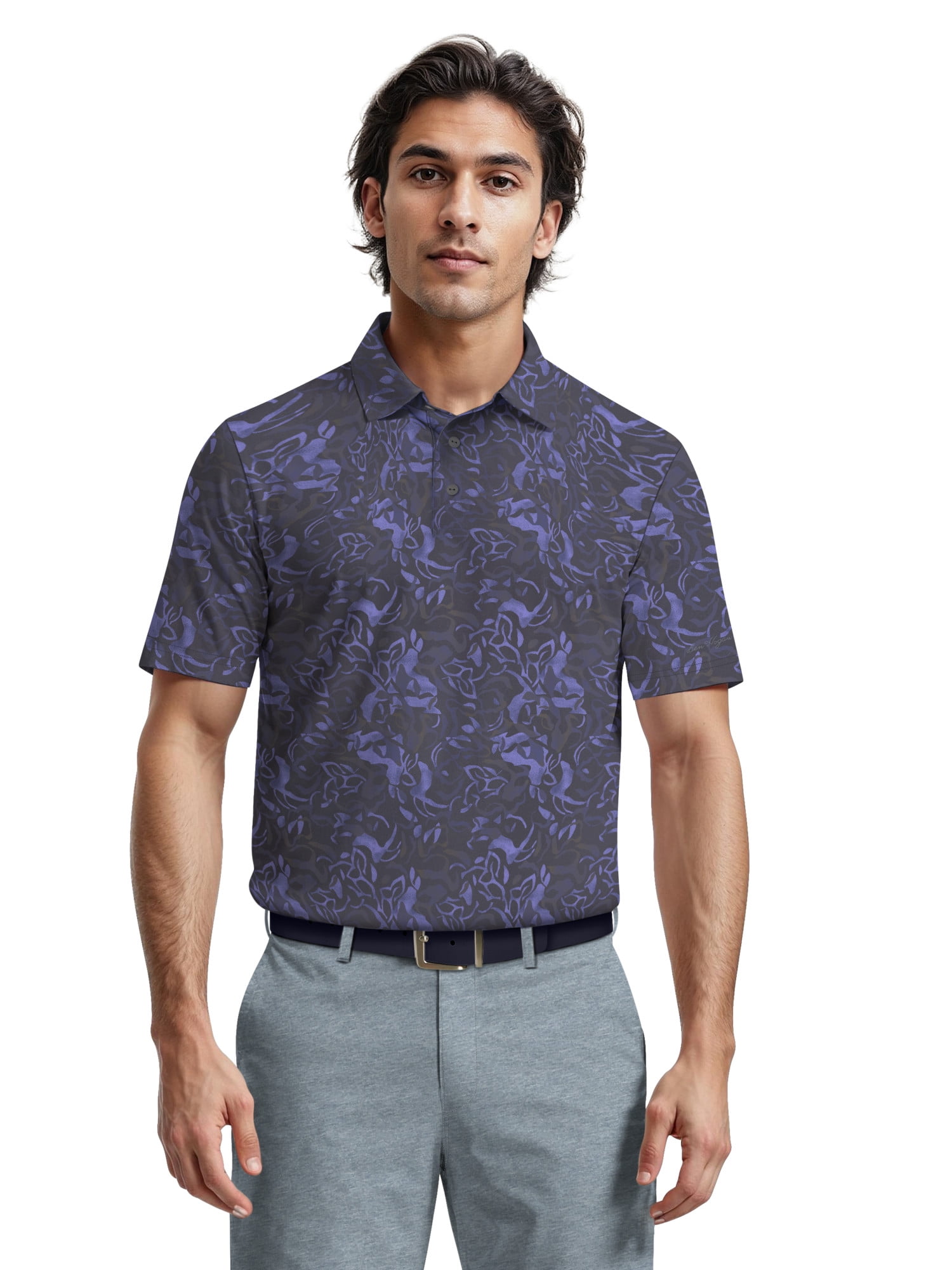 Ben Hogan Men's Performance Tropical Golf Polo Shirt (Blue, S) ha50e