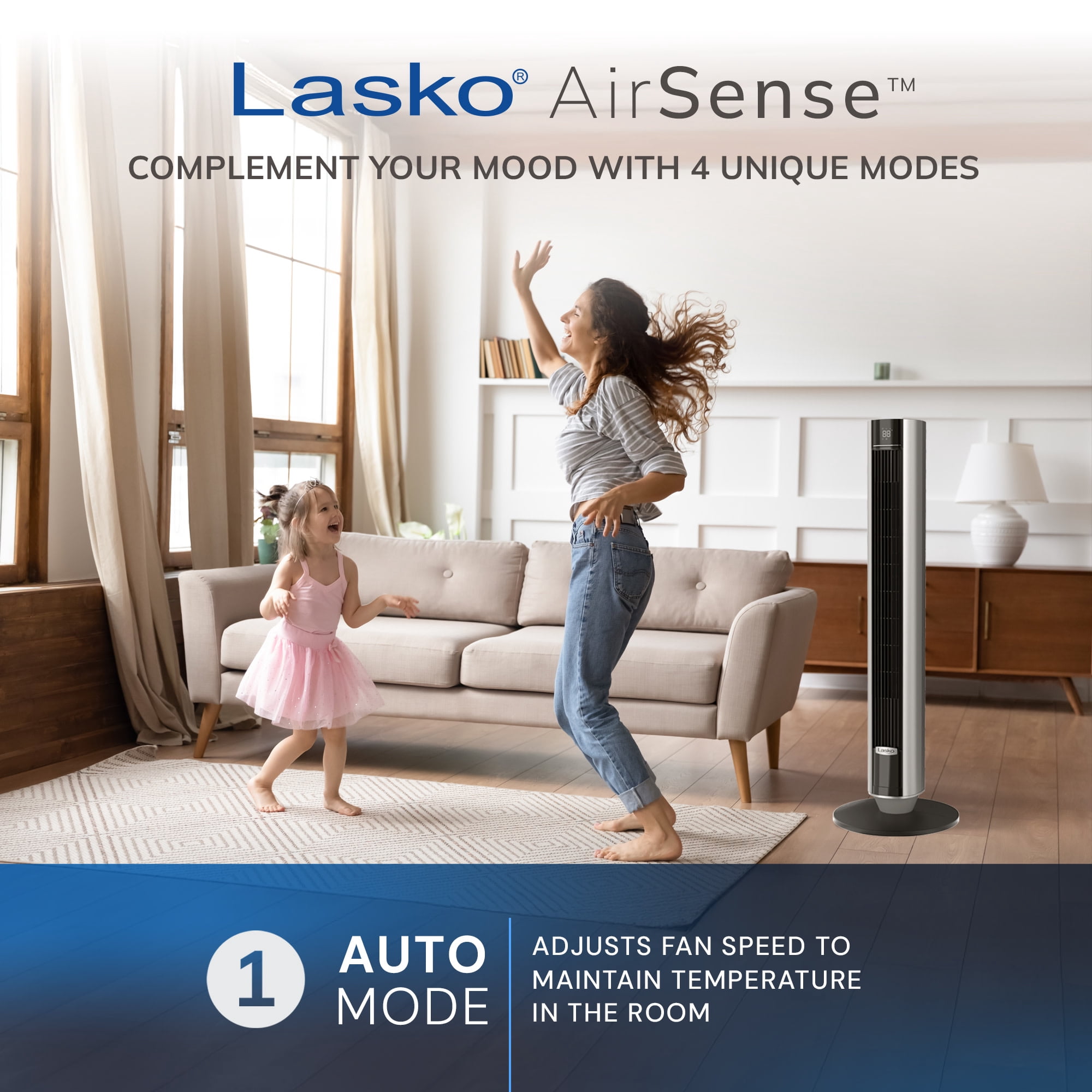Lasko 40 in Quiet Oscillating Tower Fan with Remote Control and 12 Speeds (Black, 40 in) 7fgn0