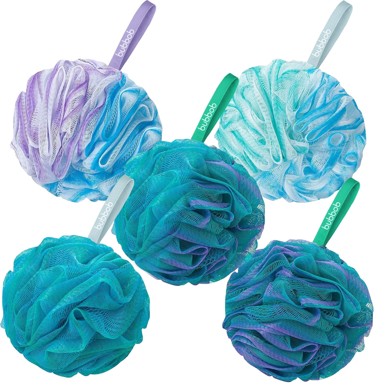 Bubbob Bath Loofah Sponges Exfoliating Shower Scrubbers (Gradient, 5-Pack) 1106h