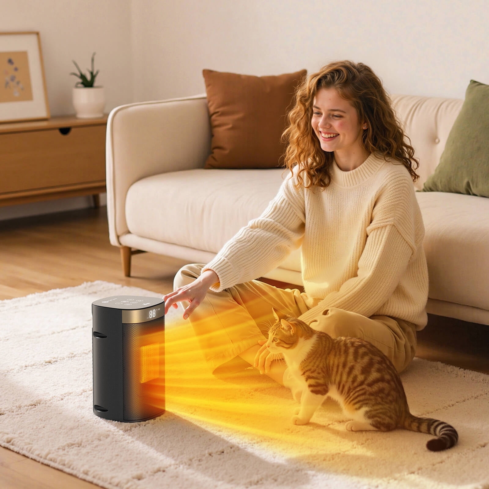 iDOO 1500W Portable Electric Space Heater with Remote and Thermostat (Black, 10 in) 1extz