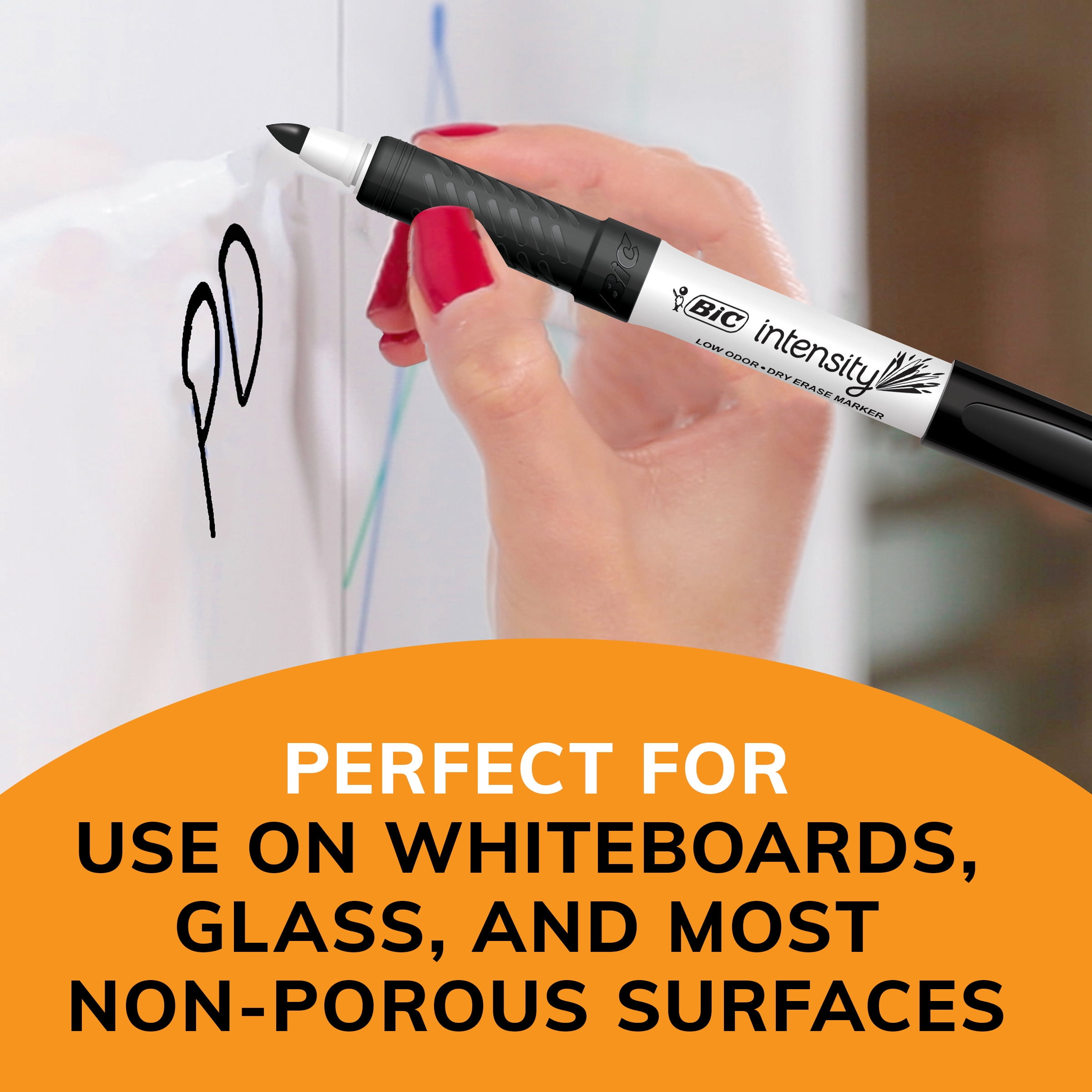 BIC Intensity Dry Erase Markers, Fine Tip, Low-Odor Ink (Black, 12-Count Pack) kodw1