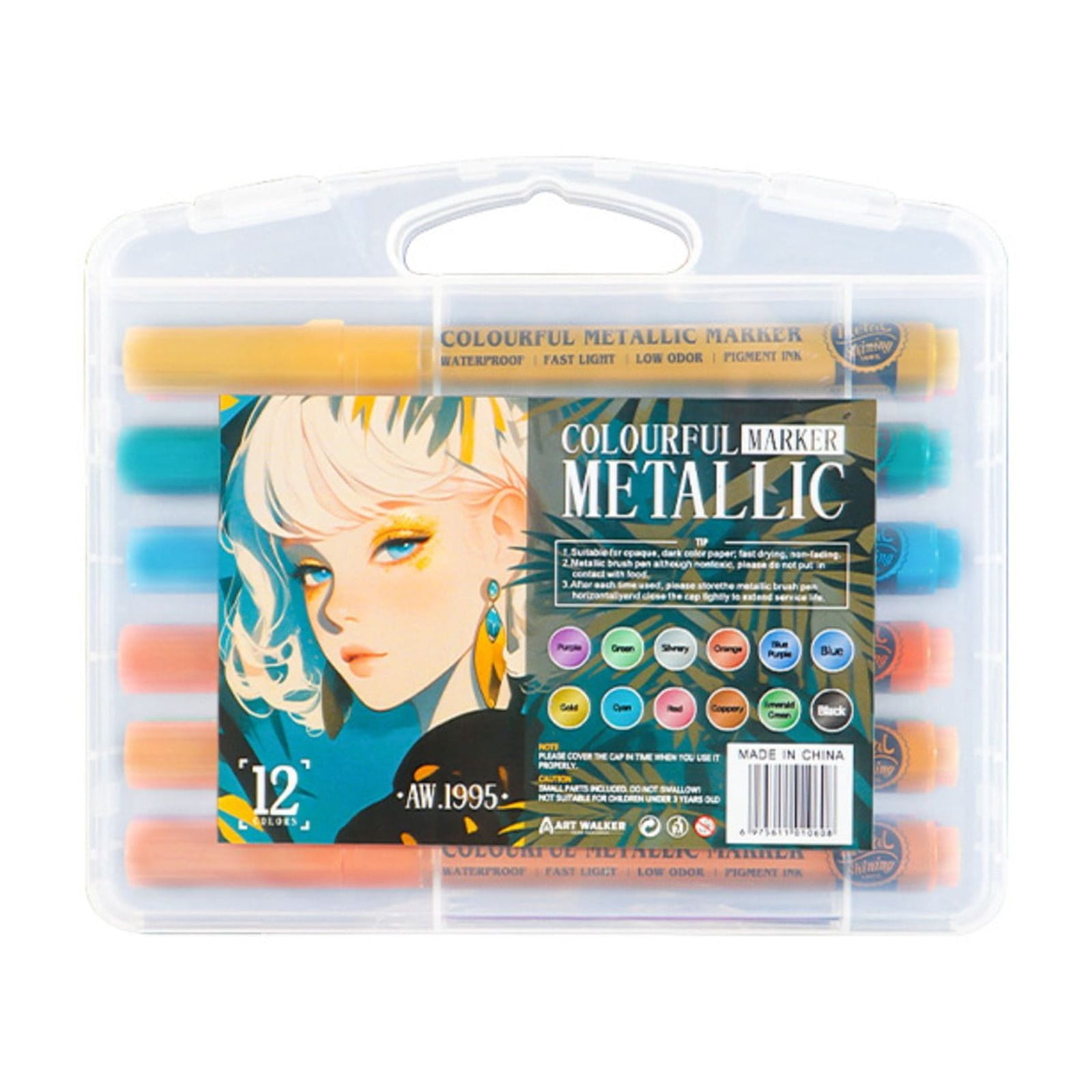 Goohae Metallic Acrylic Paint Markers, Quick-Dry Permanent Pens for Rock, Wood, and Glass (12-Pack, 0.03 fl oz) l0mc4