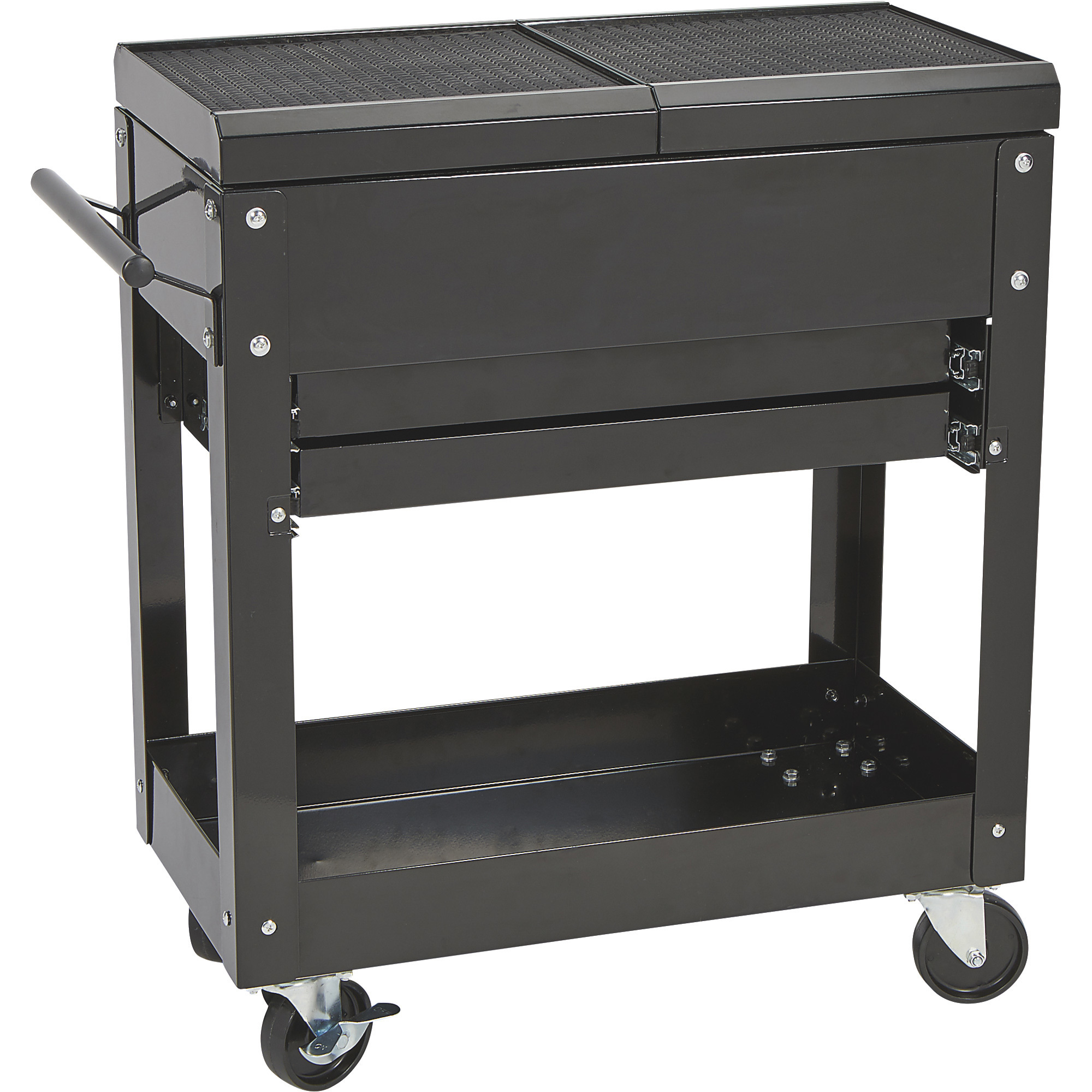 Ironton 2-Drawer Rolling Tool Cart, Heavy-Duty Steel Storage Organizer (Black, 30.5 in. L x 14.5 in. W x 33 in. H) eu6bj