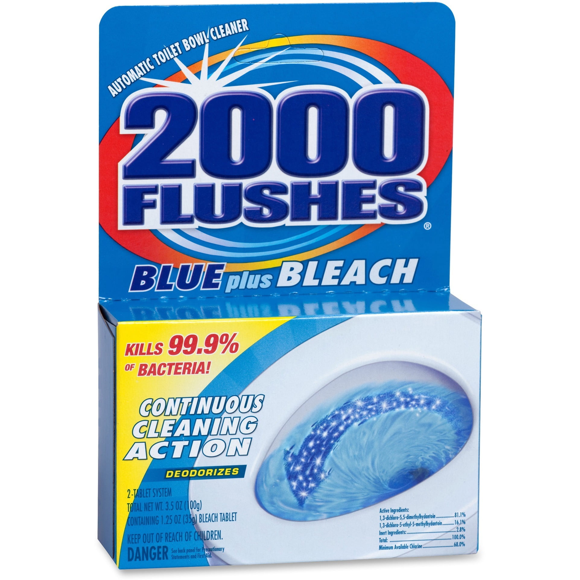 WD-40 2000 Flushes Blue Plus Bleach Automatic Toilet Bowl Cleaner Tablets (Blue, 12 Count) 8gf5i