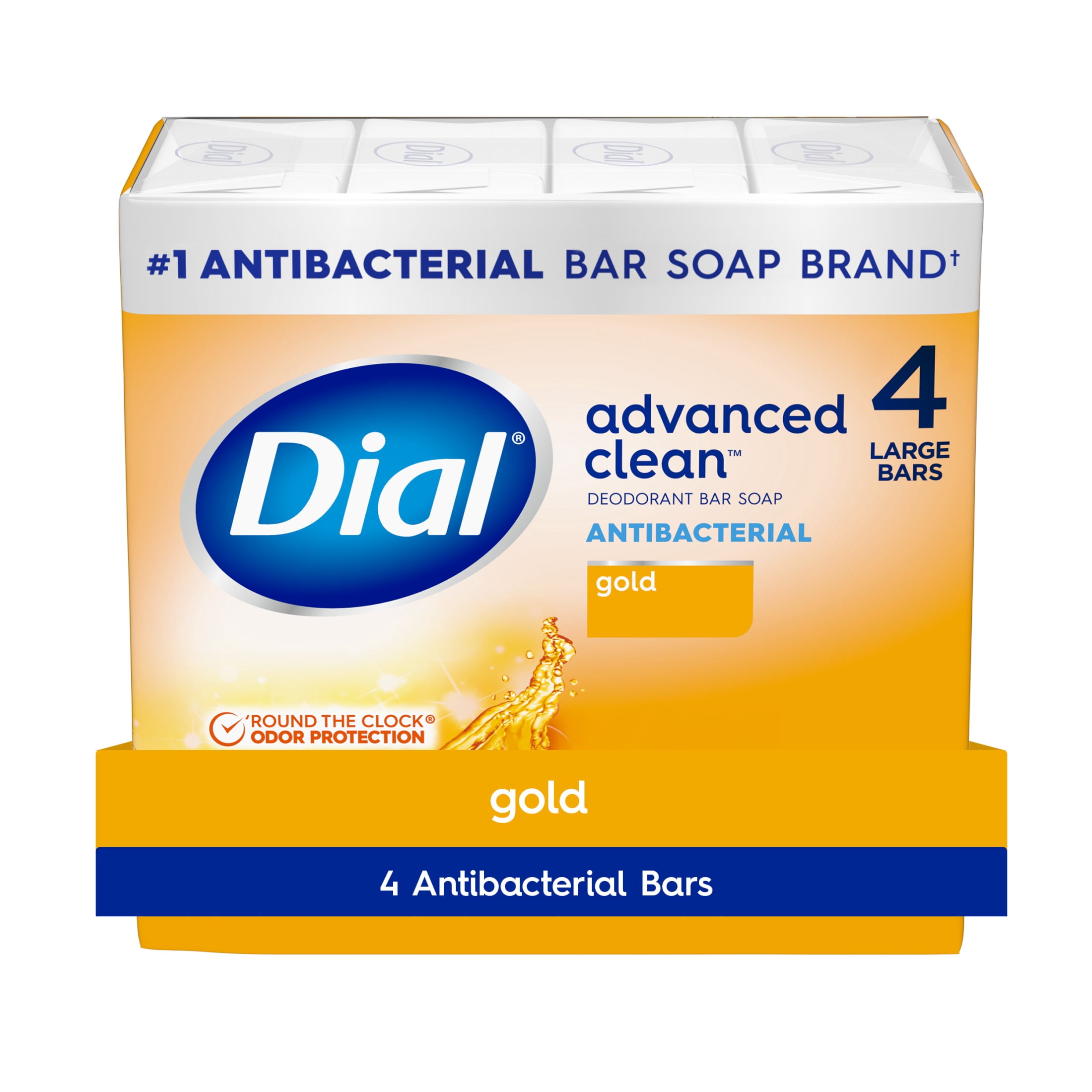 Dial Antibacterial Deodorant Bar Soap, Advanced Clean Deep Cleansing Formula (Gold, 4 Bars, 4 oz each) l63ag