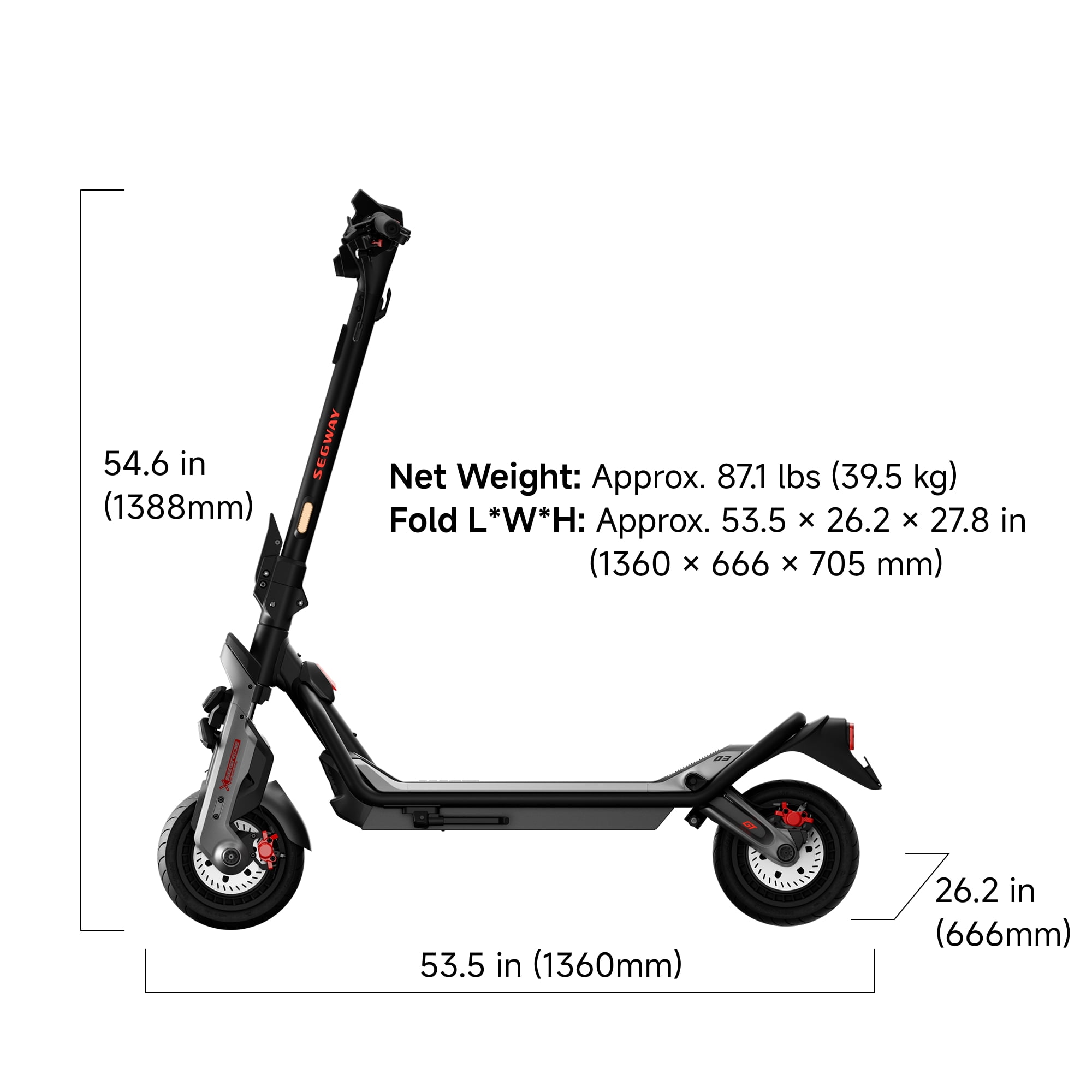 Segway GT3 SuperScooter, High-Performance Electric Scooter with 31 mph Max Speed and 45 Miles Range (Gray, 11-inch Tires) v1g8w