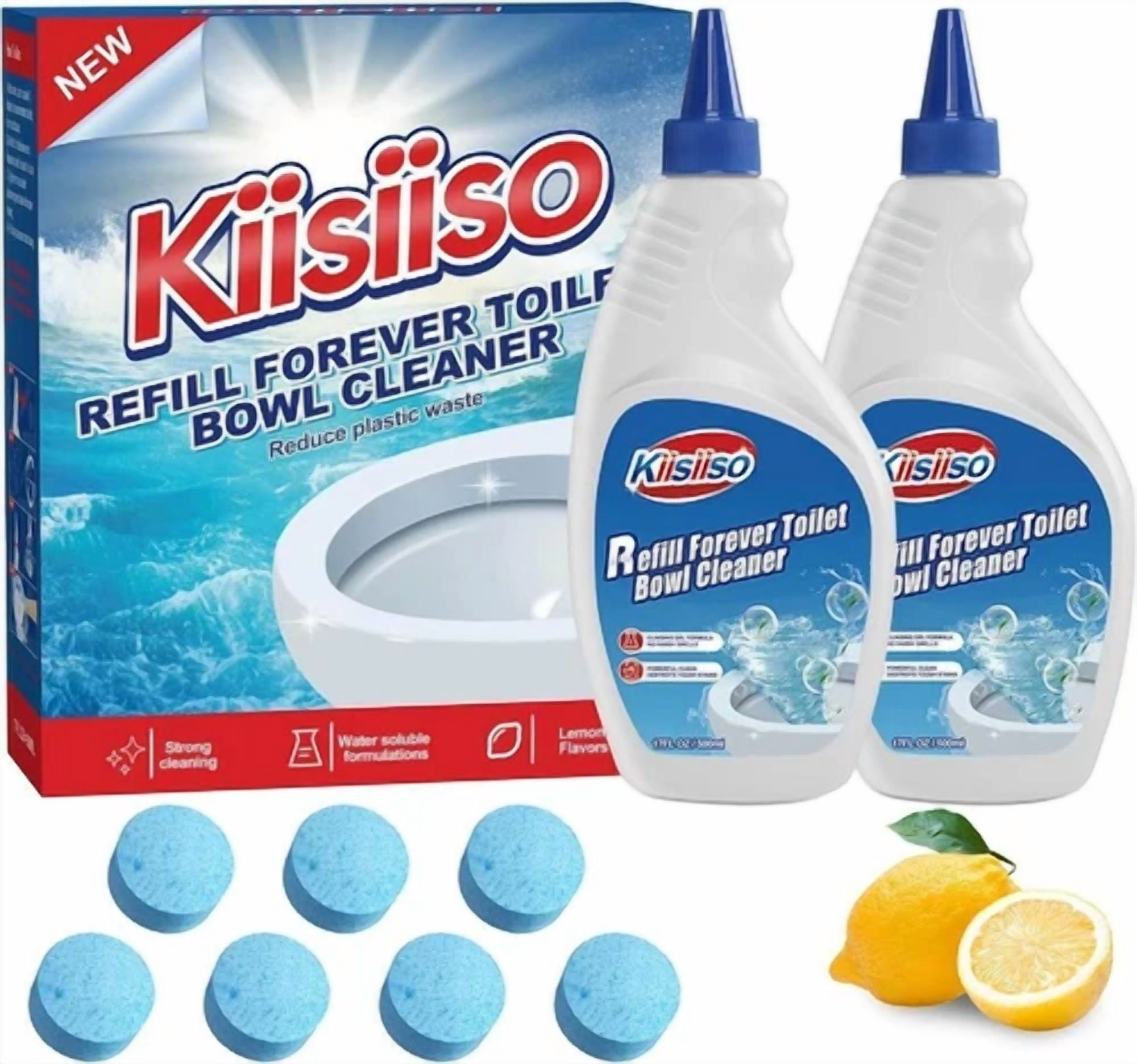 Flint Toilet Bowl Cleaner Tablets, Lemon Scented Cleaning Solution (Blue, 22 Pack, 16 fl oz per unit) br2qr